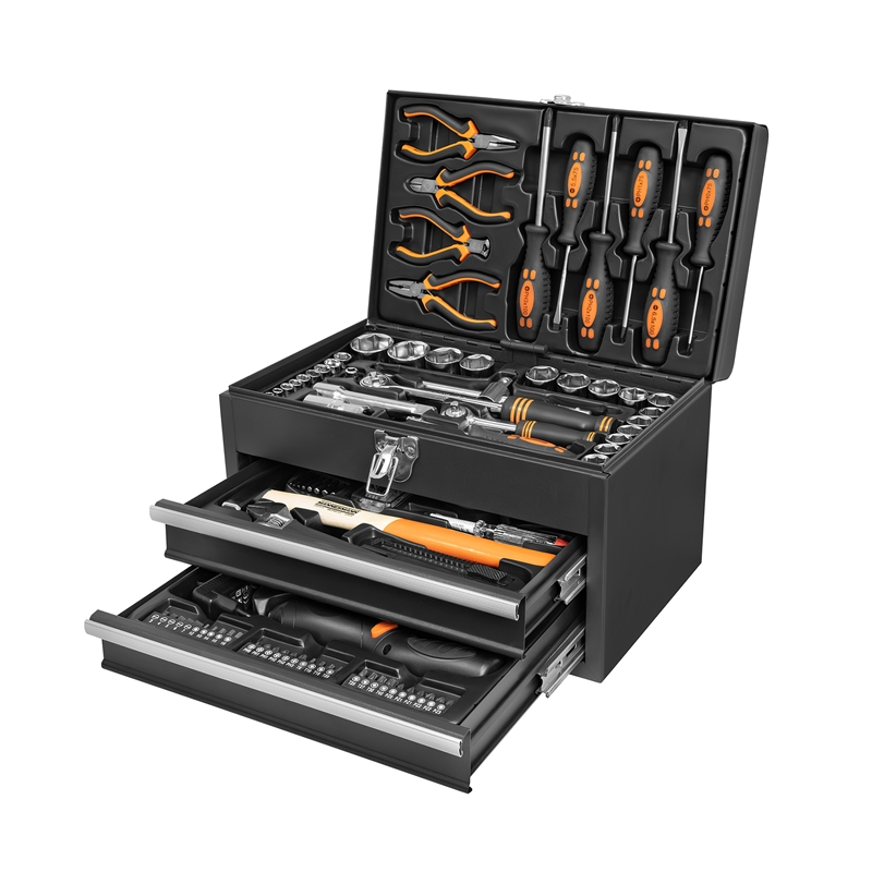 Brüder Mannesmann Werkzeugstahl-koffer M29566 157-tlg. Black Inkl. 3,6 V Akkuschrauber