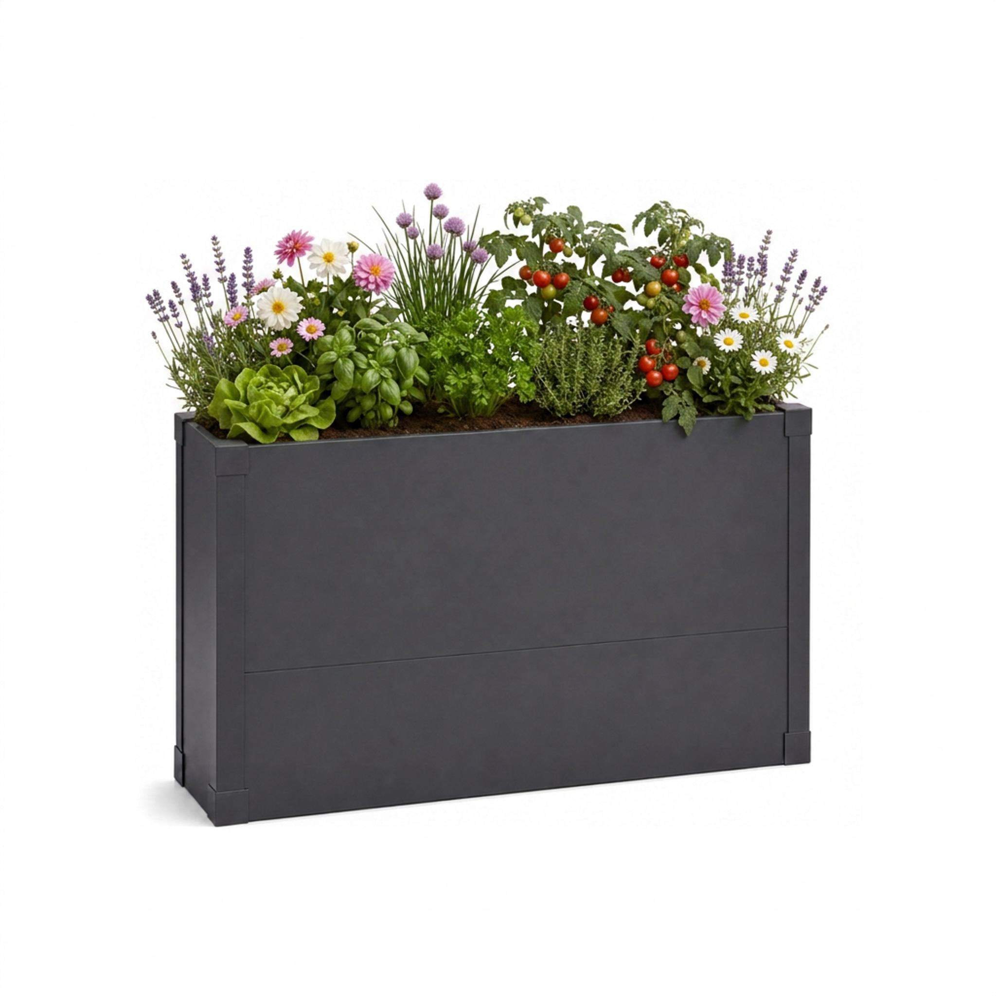Moestuinbak Andros Smalle Metalen Verhoogde Plantenbak In Antraciet Voor Balkon, Terras & Tuin 100 × 25 × 77 Cm
