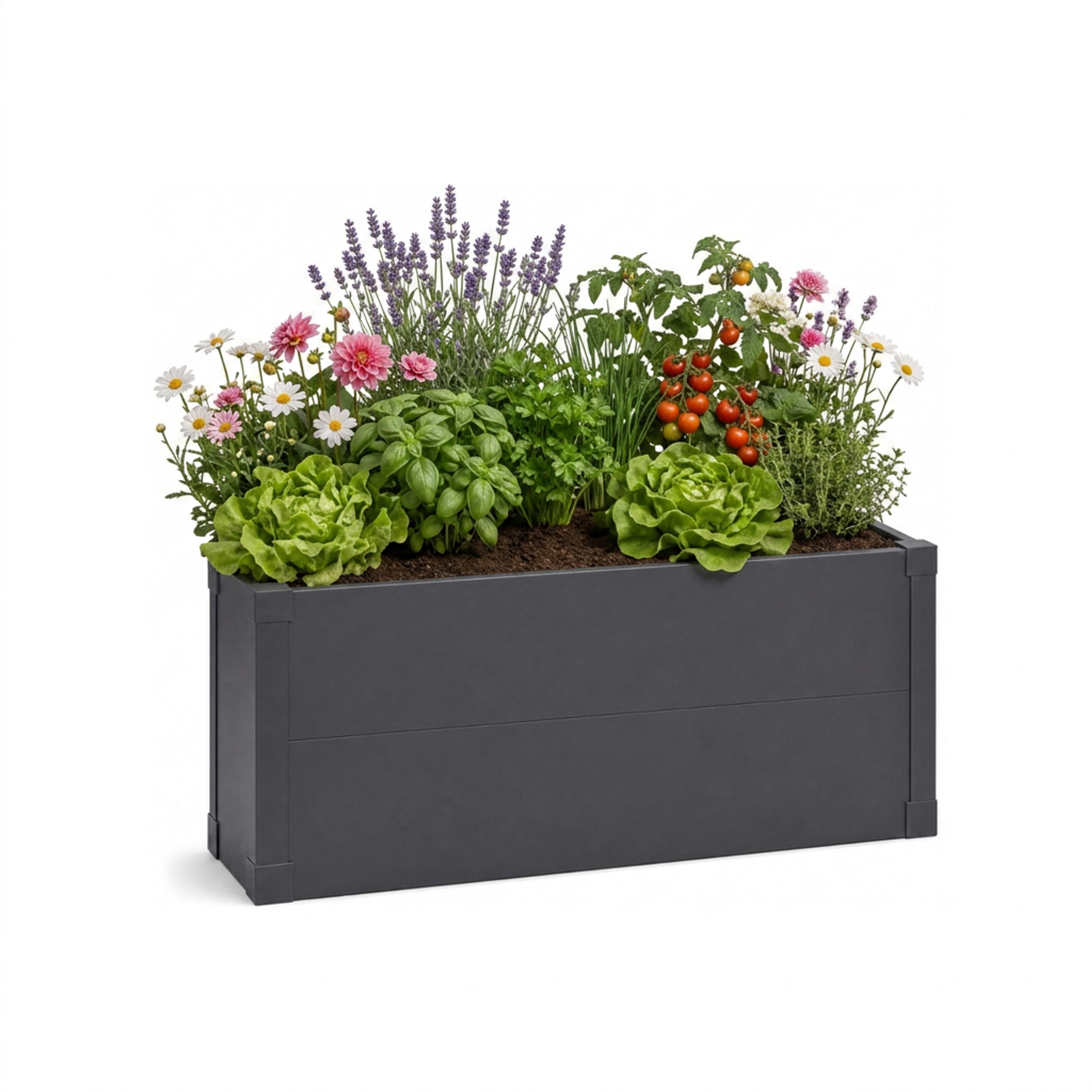 Moestuinbak Andros Smalle Metalen Verhoogde Plantenbak In Antraciet Voor Balkon, Terras & Tuin 100 × 25 × 52 Cm