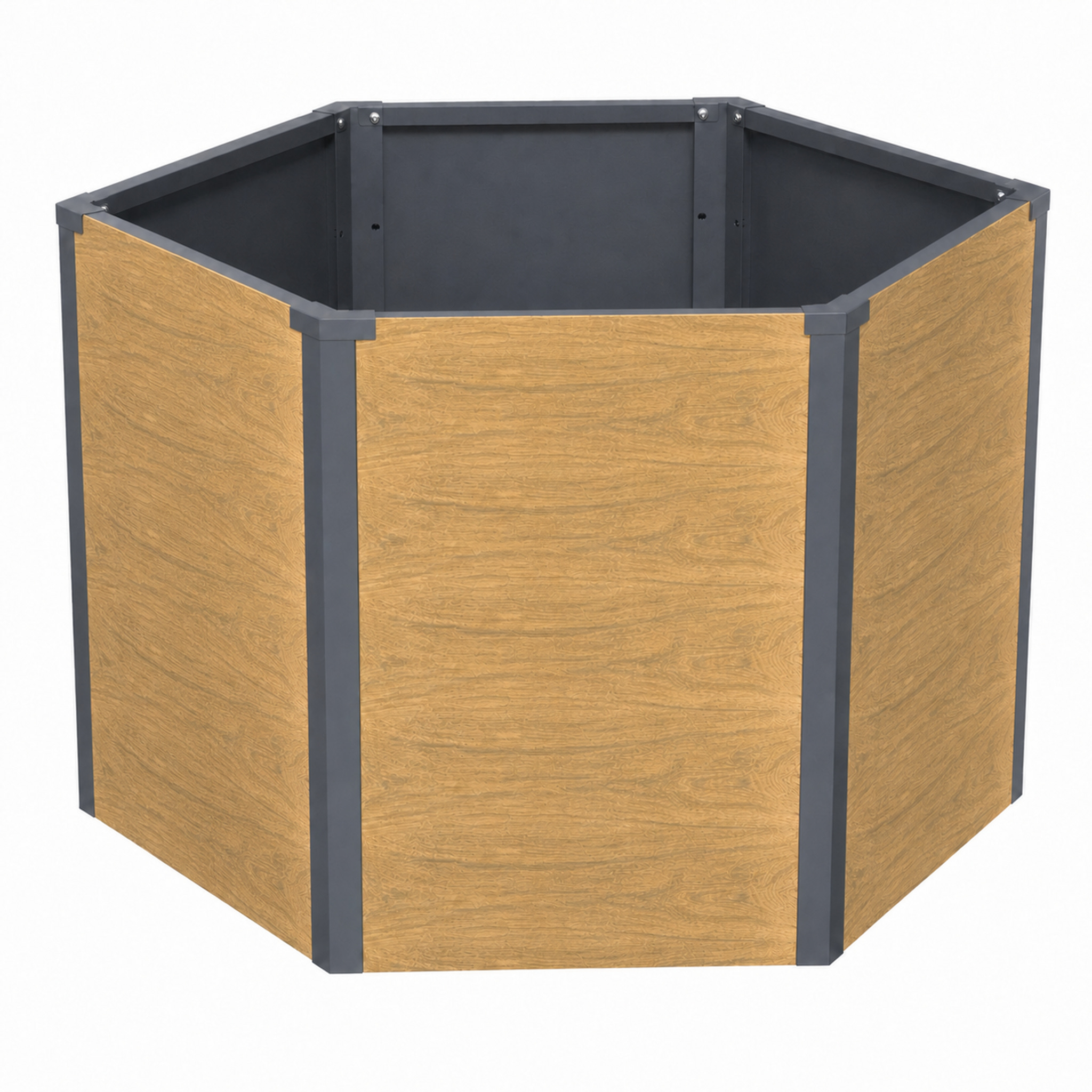 Hochbeet Lilia Sechseckiges Metall-hochbeet In Holzoptik Für Garten & Terrasse 100,4 × 87 × 77 Cm