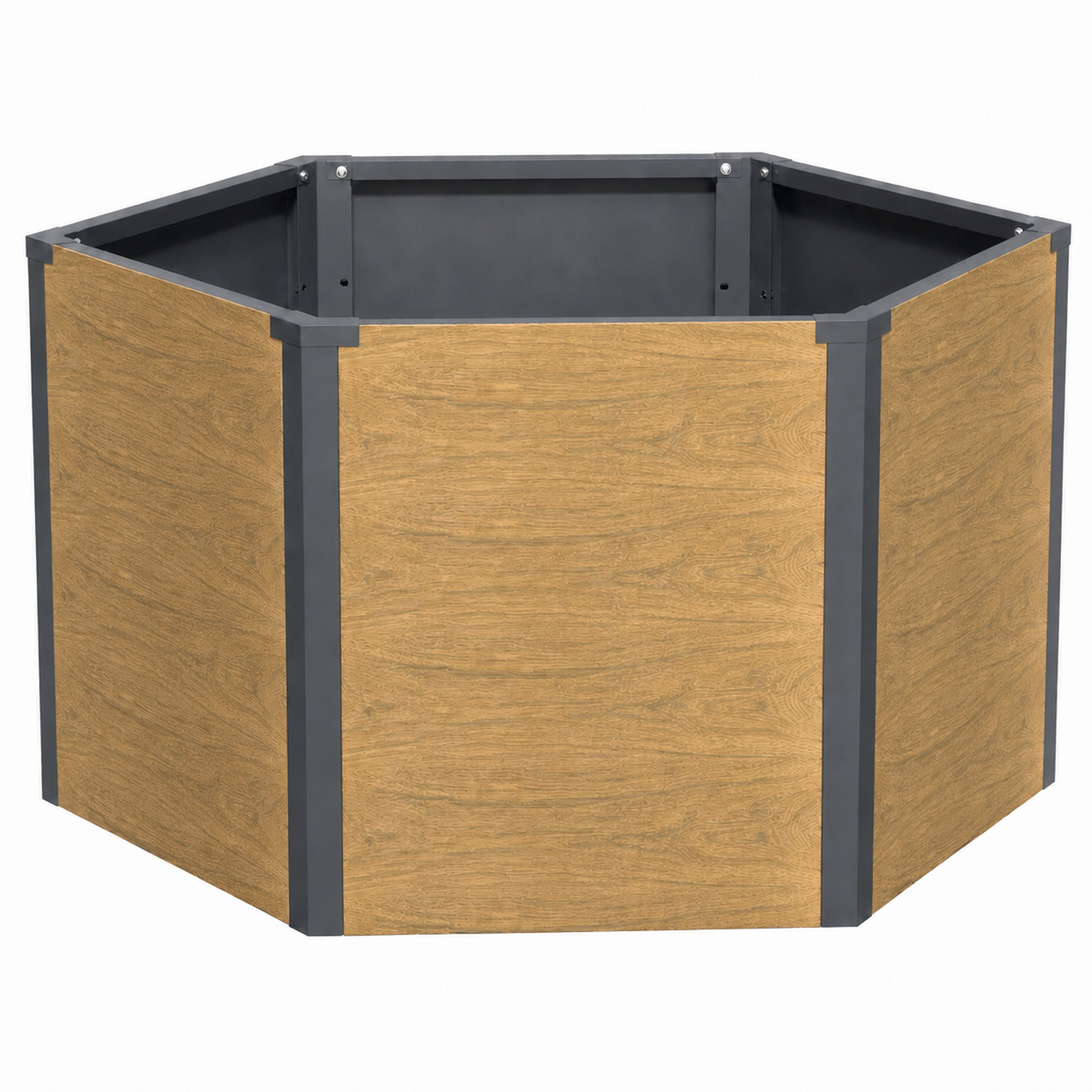 Hochbeet Lilia Sechseckiges Metall-hochbeet In Holzoptik Für Garten & Terrasse 100,4 × 87 × 52 Cm