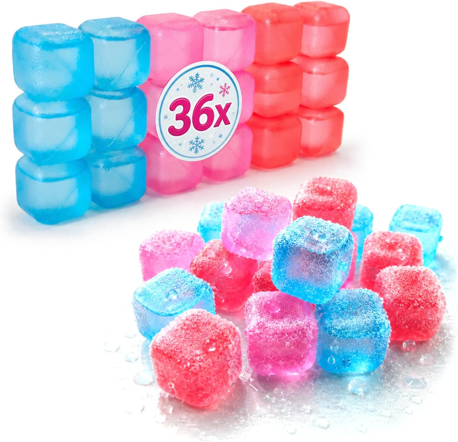 ® 36 Wiederverwendbare, Mehrfarbige Eiswürfel – Erfrischende Würfel Für Getränke Und Partys [verschiedene Designs]