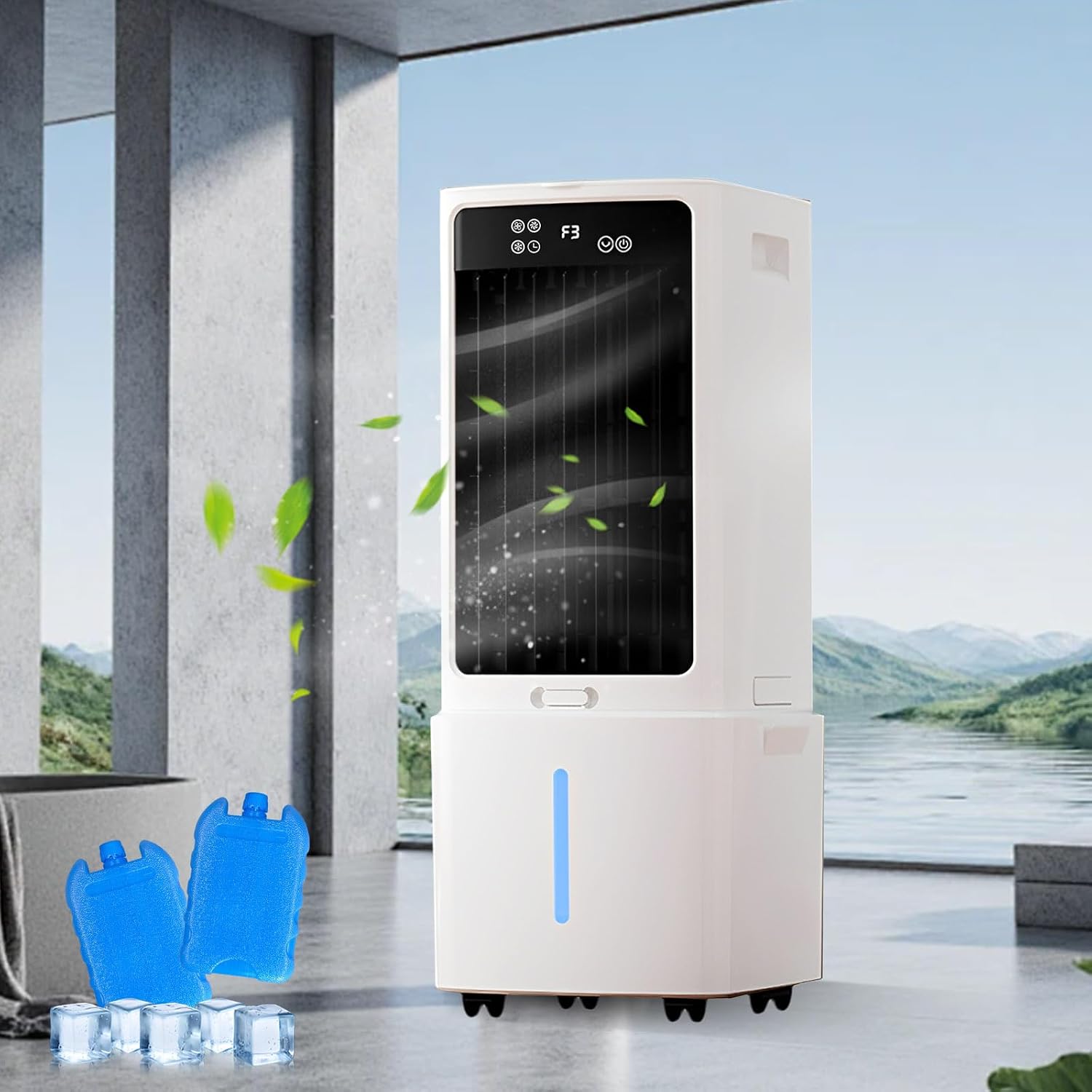Tragbare Klimaanlage Mit Fernbedienung, 3 Geschwindigkeitsstufen, 12-liter-wassertank (abnehmbar), Timer (1–12 Stunden), 60°-oszillation, Leise, Ideal Für Camping, Schlafzimmer Und Küche.