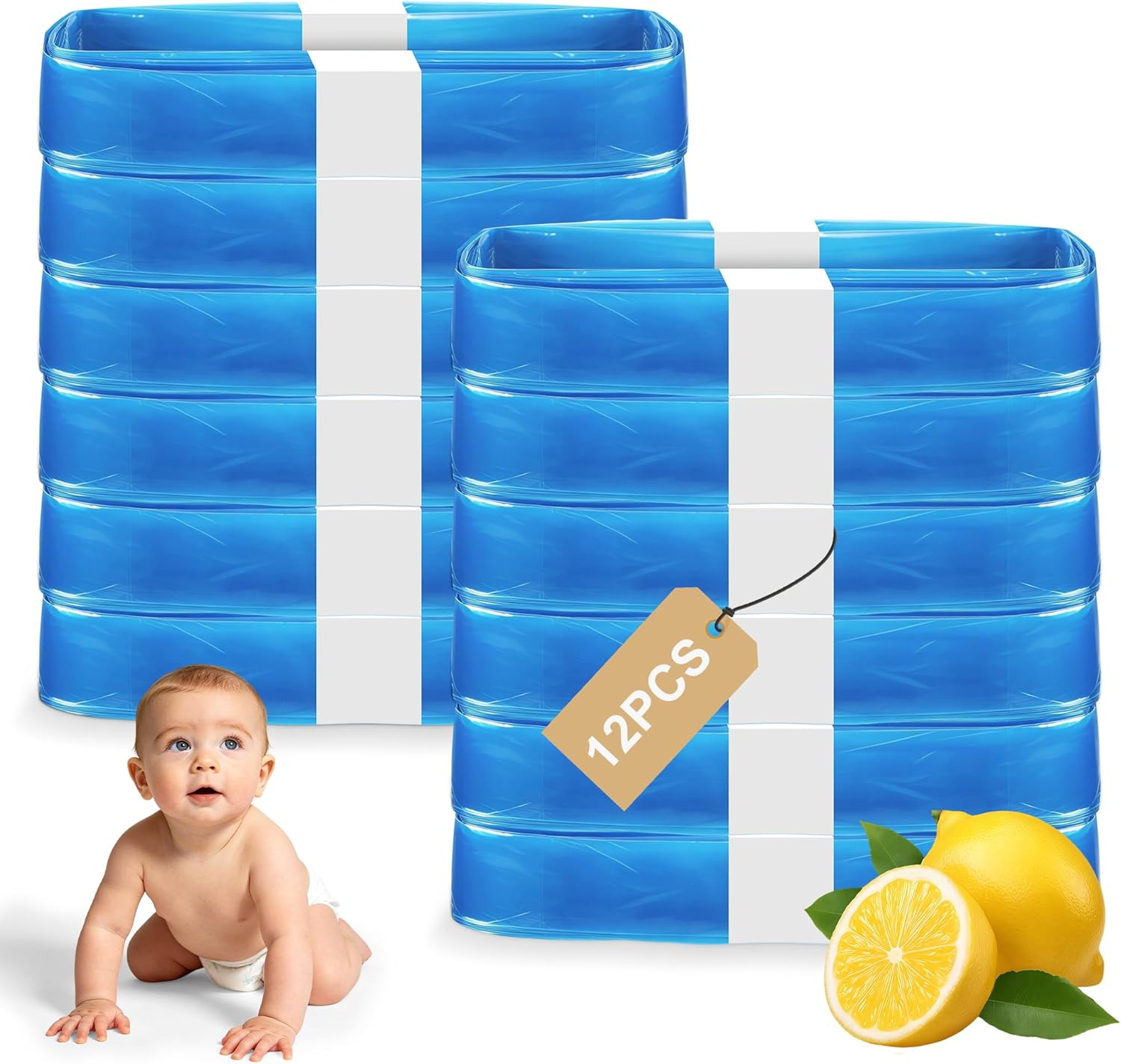 12er-pack Nachfüllpackungen Für Windeleimer, Verbesserte Geruchsbeständigkeit Und Haltbarkeit - Kompatibel Mit Windeleimern Und Katzentoiletten