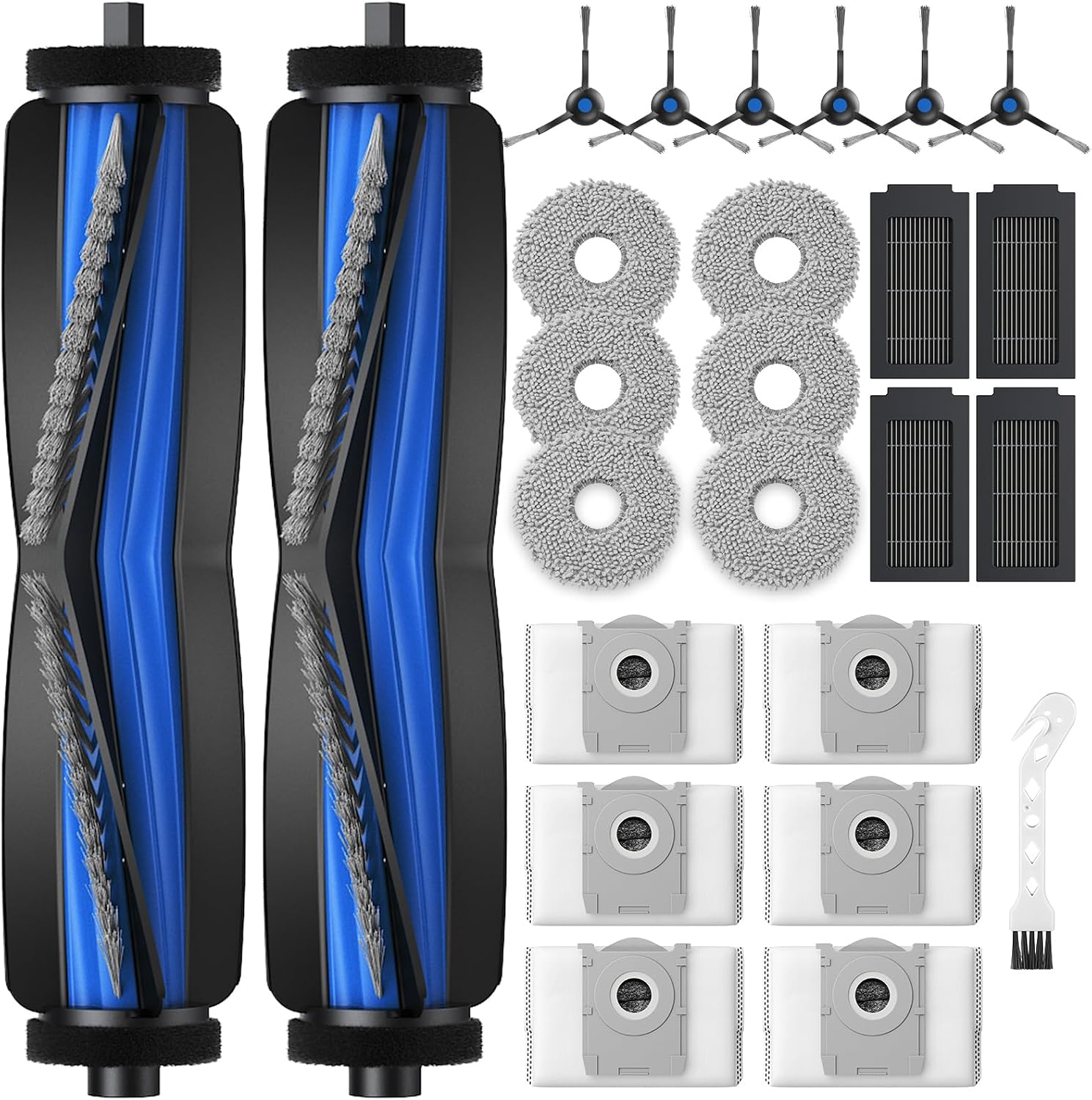 Zubehörset Für Ecovacs Deebot T50 Pro Omni Gen2 / T50 Omni Gen2 / T50 Pro Omni / T50 Omni / T50 Staubsauger, 2 Hauptbürsten, 6 Reinigungstücher, 4 Filter, 6 Staubbeutel