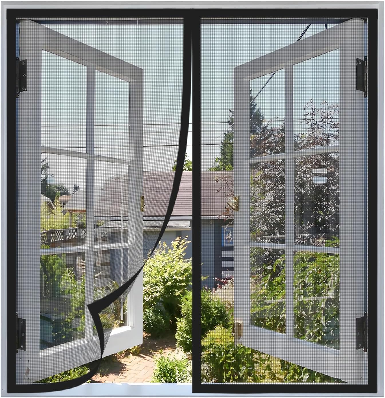 Magnetisches Fliegengitter 70 X 95 Cm, Automatischer Schließmechanismus, Kein Bohren Erforderlich, Für Die Meisten Fenster Und Balkontüren, Schwarz