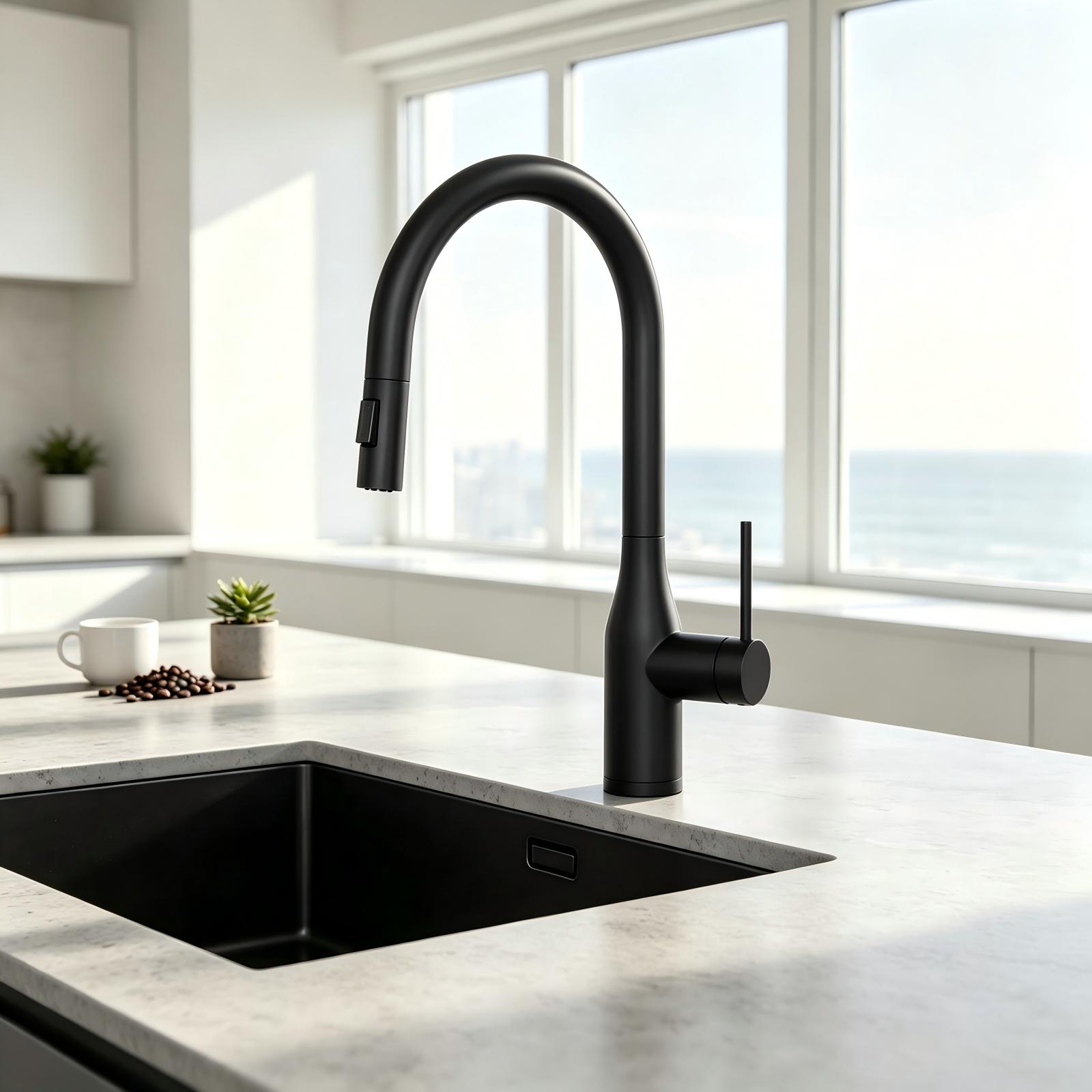 Cecipa Max Ausziehbare Küchenarmatur Edelstahl Spültischarmatur Mit 2 Strahlarten, 360° Drehbar Wasserhahn Küche, Hochdruck Armaturen Für Küche, Schwarz