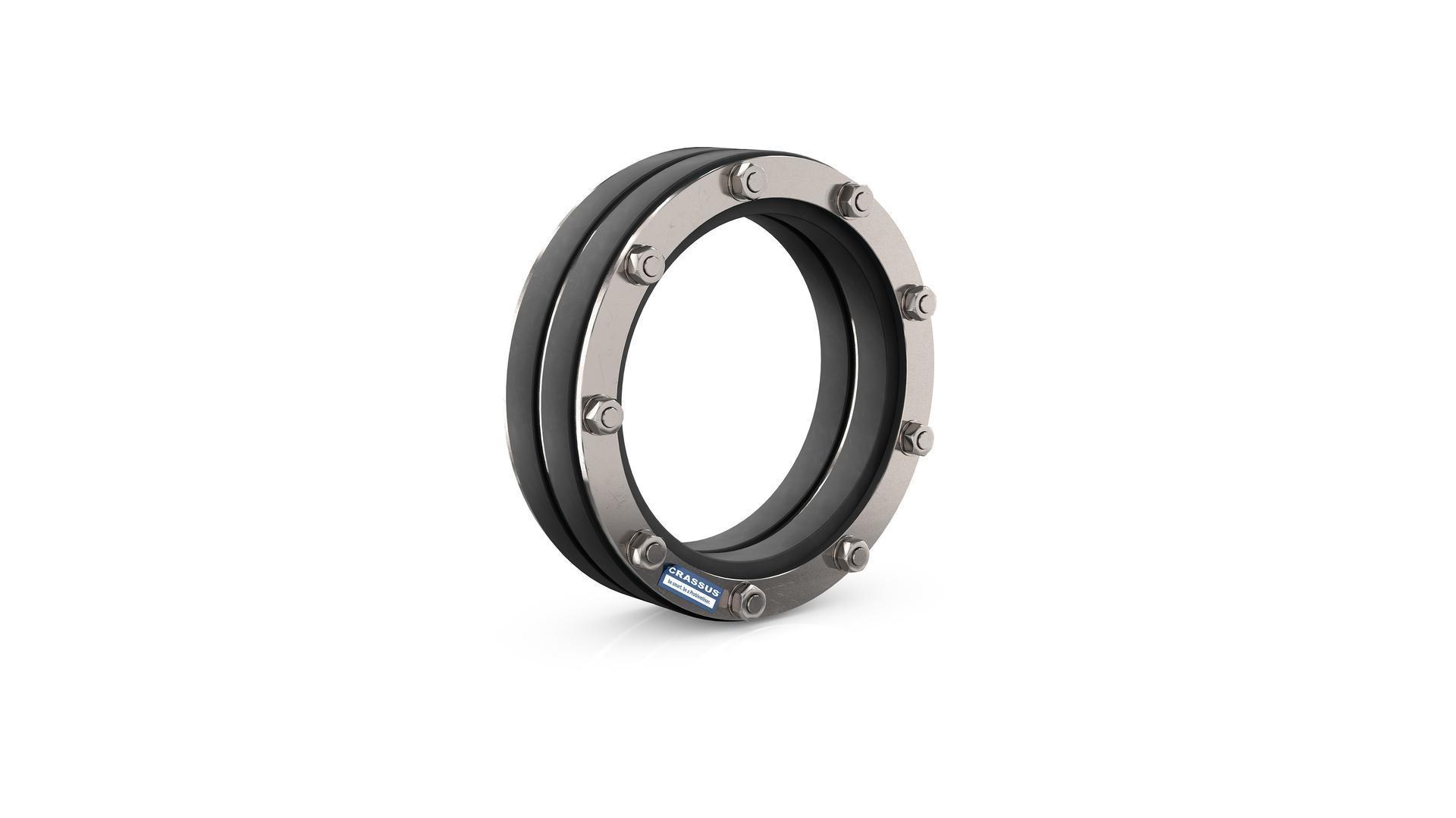 Cr Pressdg. Typ Dd-gr, Dn125, Ad 0-100mm Gerippte Medien, 1 Bar, Dg.: 40mm, V4a