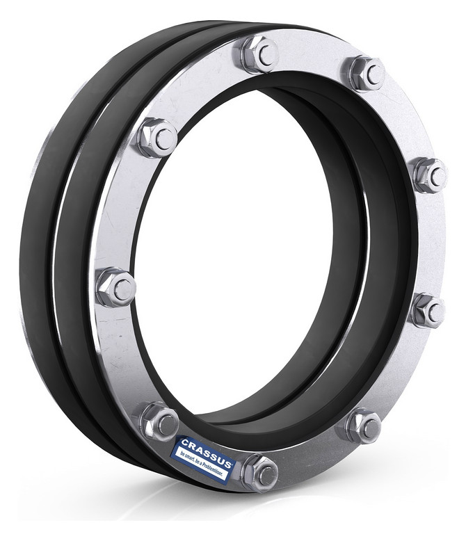 Cr Pressdg. Typ Dd-gr, Dn200, Ad 0-175mm Gerippte Medien, 1 Bar, Dg.: 40mm, V4a