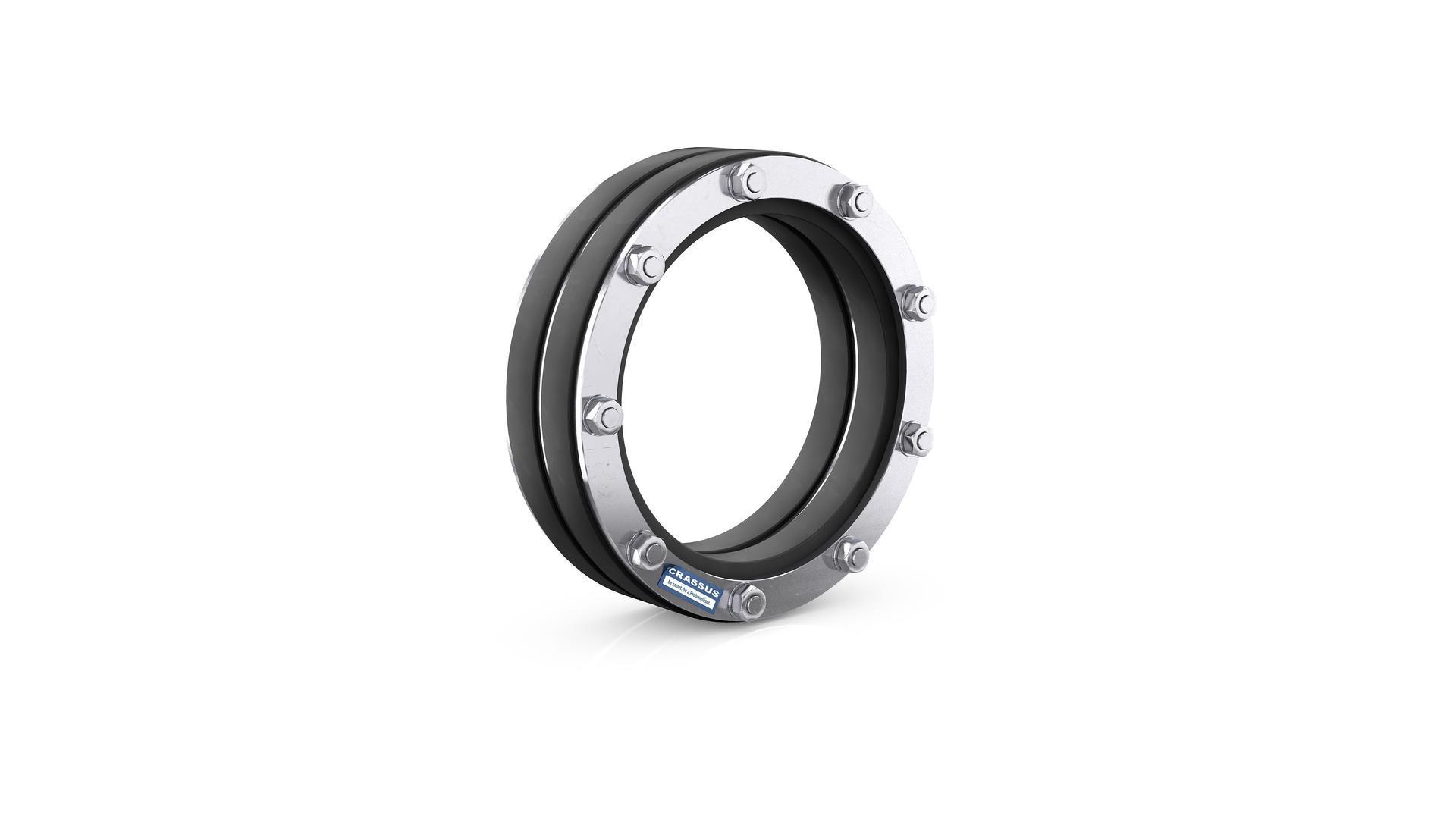 Cr Pressdg. Typ Dd-gr, Dn150, Ad 0-125mm Gerippte Medien, 1 Bar, Dg.: 40mm, V2a