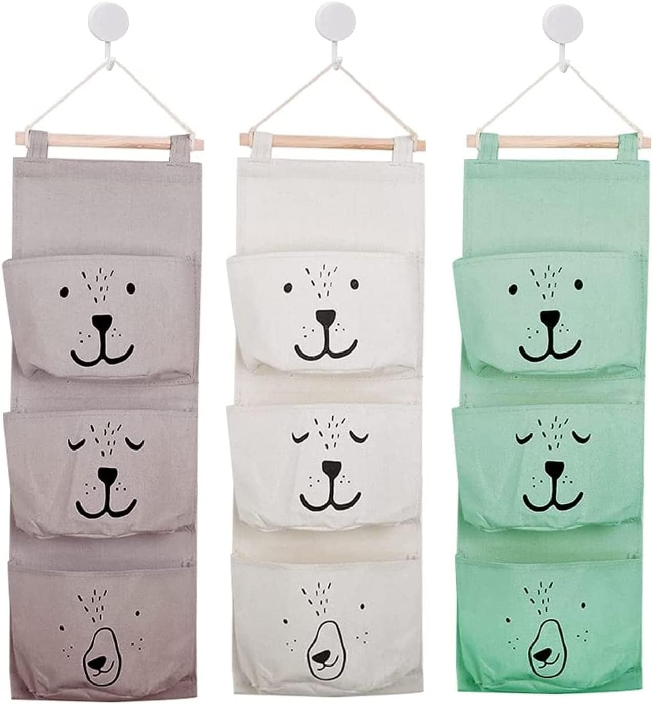 3-teiliges Hängeaufbewahrungsset, 60 X 20 Cm Wandorganizer Aus Stoff Farben) (3 Hängetaschen Für Baby/kind, Schlafzimmer, Badezimmer Usw.) (3 Hängetaschen Zum Aufhängen, Kinderzimmer, Schlafzimmer, B