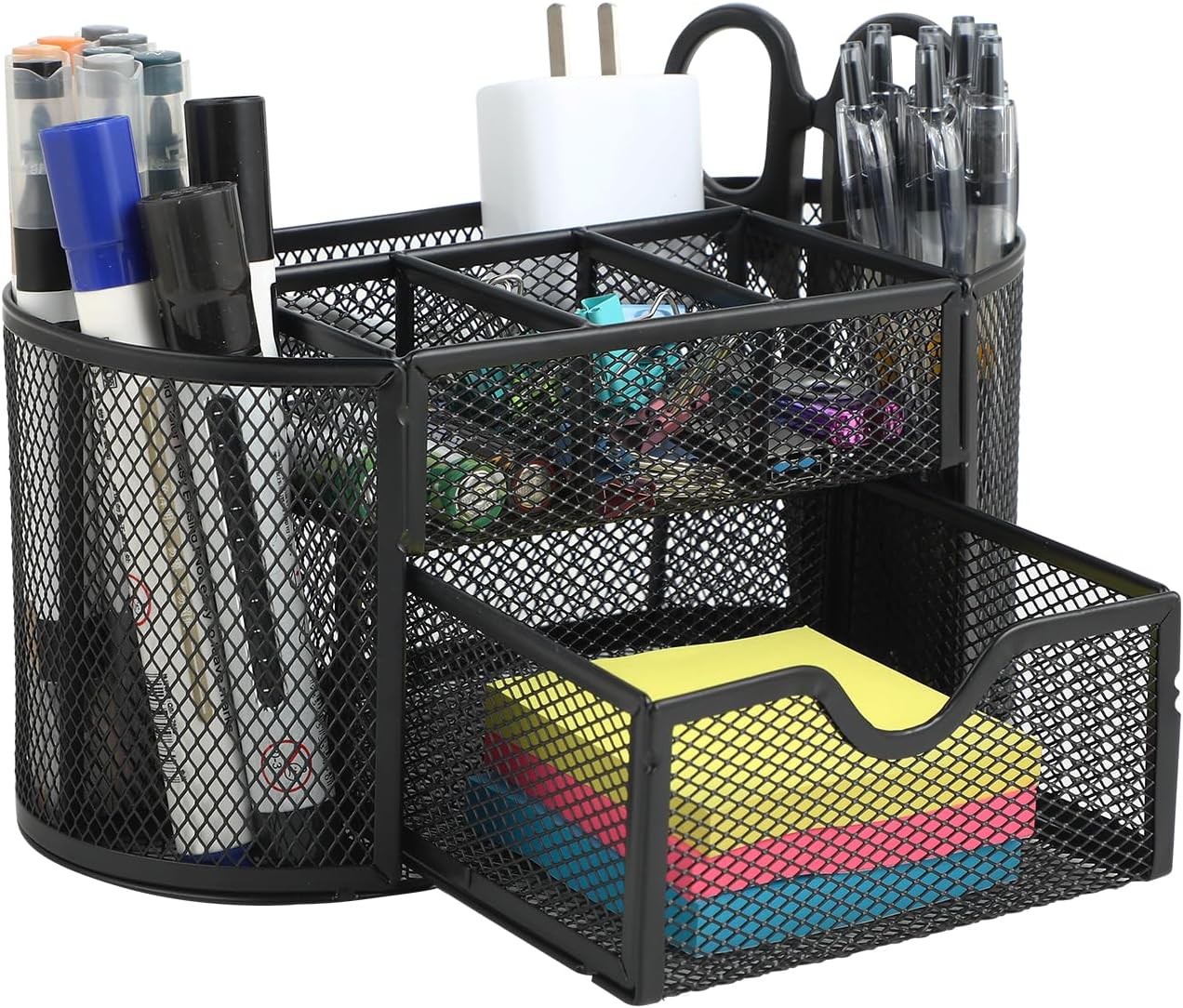 Schreibtisch-organizer Mit Schublade – Schwarzes Modell Mit Schublade Und Stiftehalter, Ideal Zur Organisation Ihres Schreibtisches Und Für Optimalen Und Aufgeräumten Platz.