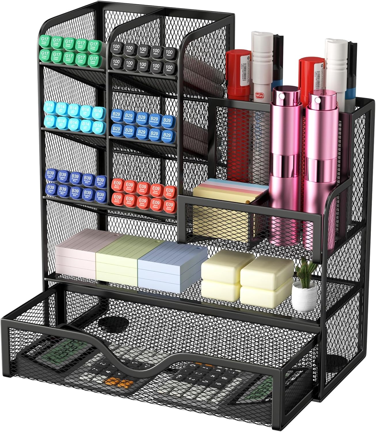 Schreibtisch-organizer Aus Drahtgeflecht, Stifteschublade Platzsparender Organizer, Multifunktionale Organisation, Für Zuhause Und Schule (schwarz)