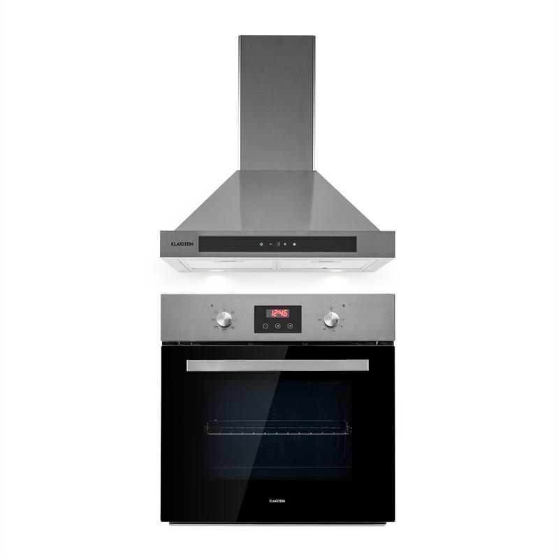 Klarstein - Kalahari Zelda Einbau-set Backofen + Abzugshaube 68ltr 620 M³/h Edelstahl