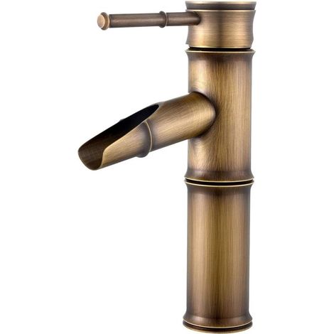 Vintage-wasserfallarmatur Aus Bambus, Einhebelmischer Für Warm- Und Kaltwasser, Ideal Für Küchen-, Badezimmer- Und Hotelwaschbecken, 2 Dichtungen, Auslauf Defekt