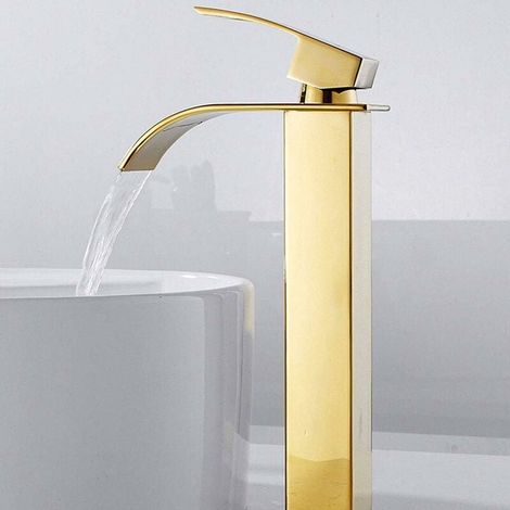 Hohe Wasserfall-waschtischarmatur – Einhebelmischer Aus Verchromtem Messing – Höhe 30 Cm – 1-loch-montage