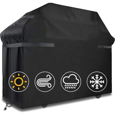 Wasserdichte Und Winddichte Grillabdeckung 145 X 61 X 117 Cm Mit Befestigungsgurten Und Aufbewahrungstasche