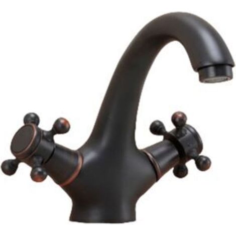 Ulisem Retro Zweigriff-waschtischarmatur, Vintage-antikmessing-finish, Schwarz
