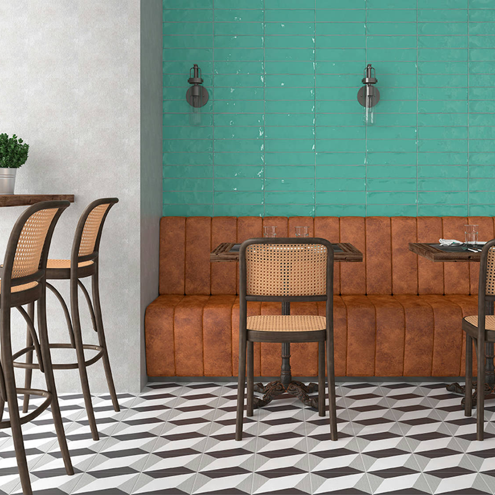 Premium Wandfliesen Serie Aston Teal 7,5x30 Cm