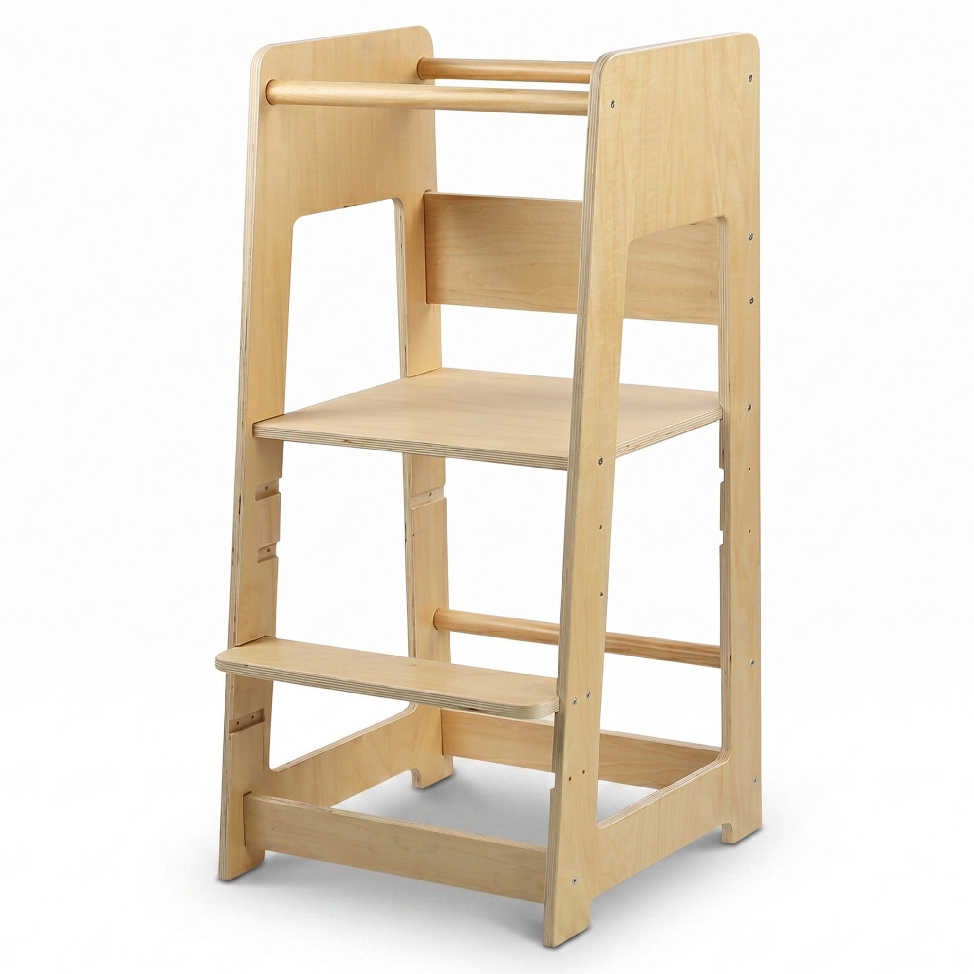 Height-adjustable Toddler Learning Tower, Natural Wood
