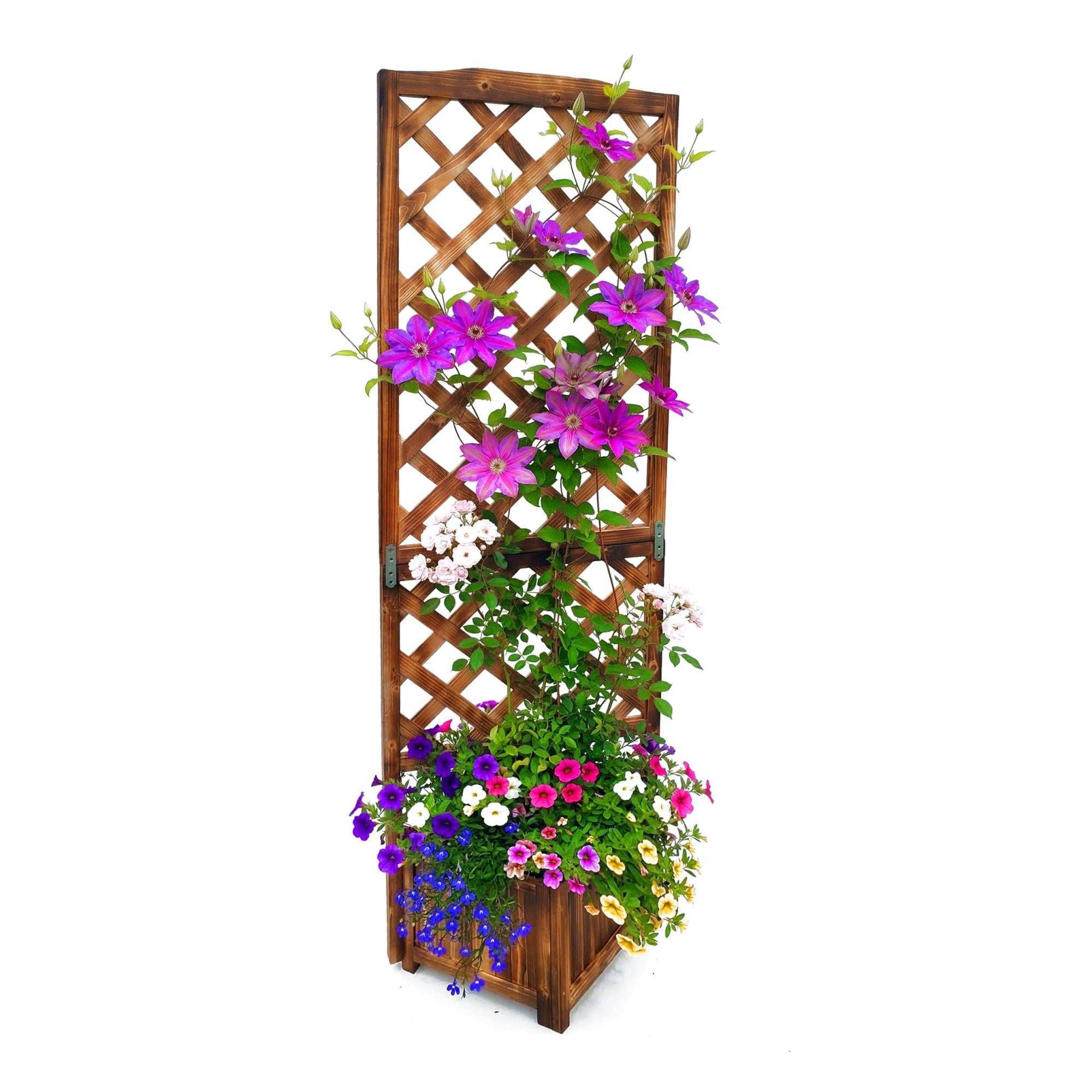 Wooden Trellis Planter Box, 180 Cm - Various Colours