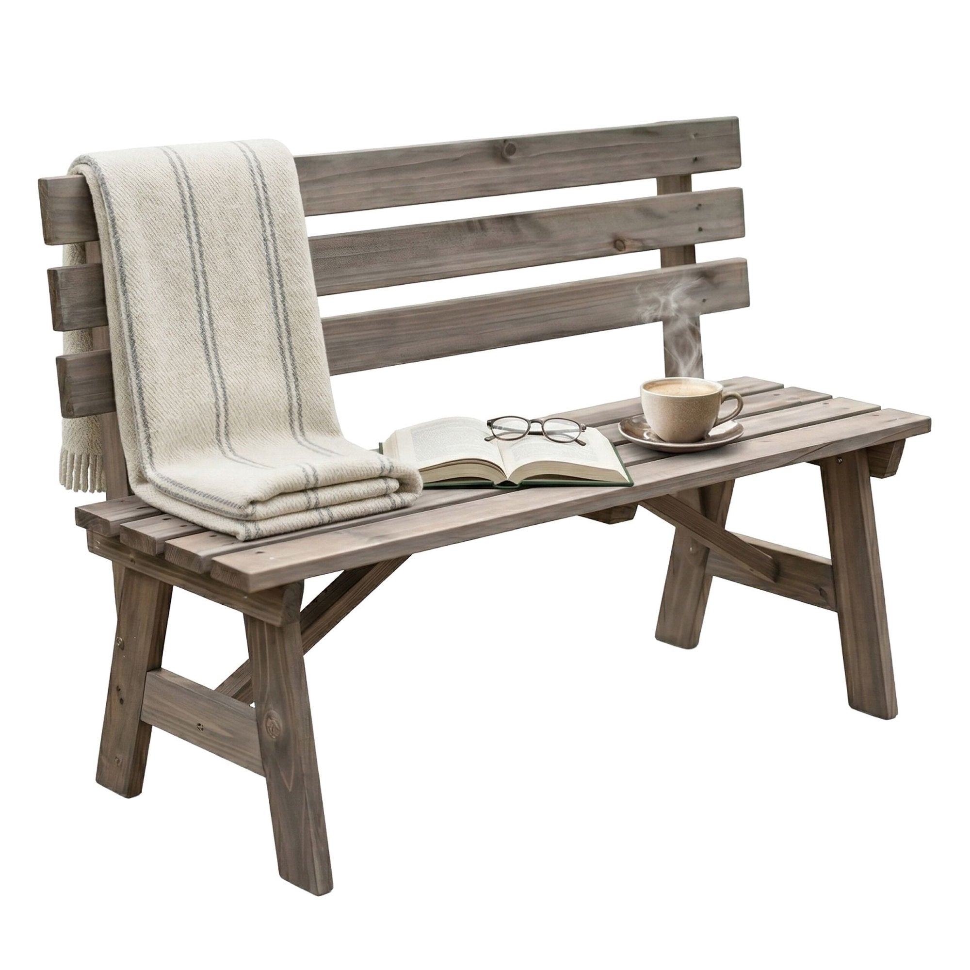 Garden Bench With Backrest, Fir Wood - Brown