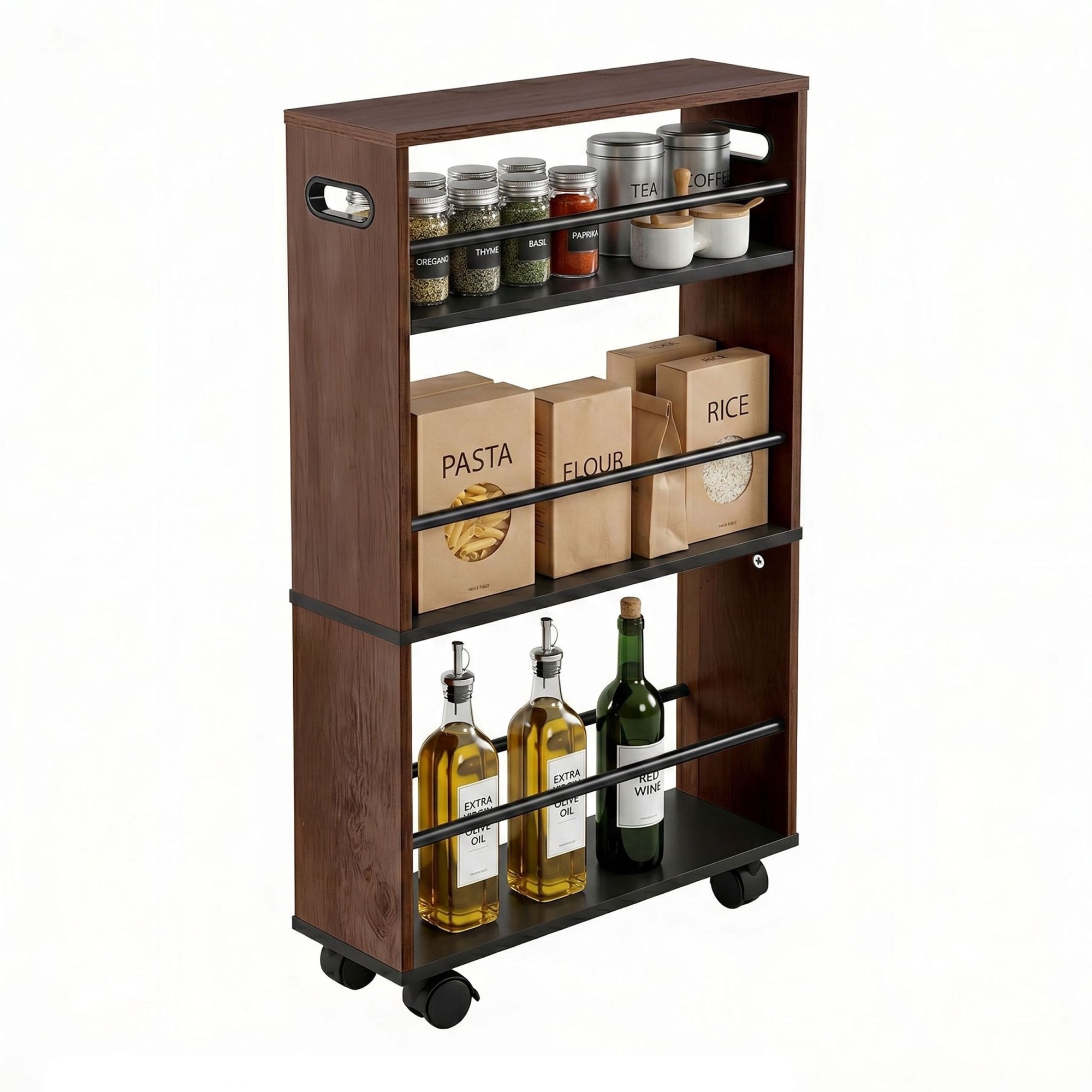 Niche Trolley, 4 Shelves, Black, 80x15x45 Cm