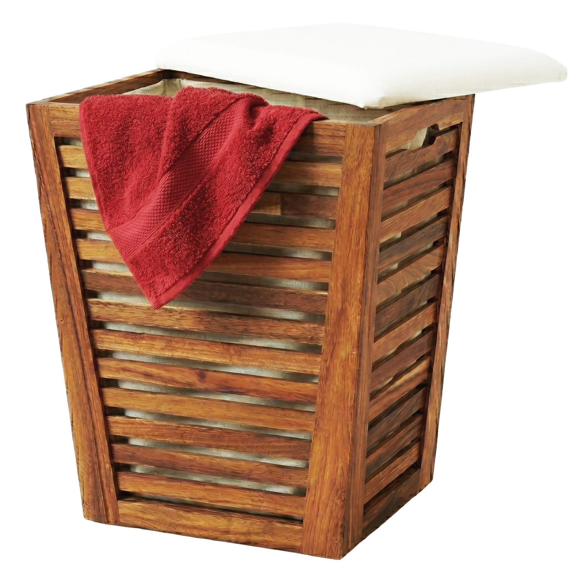 Acacia Laundry Hamper With Seat, 50l Capacity
