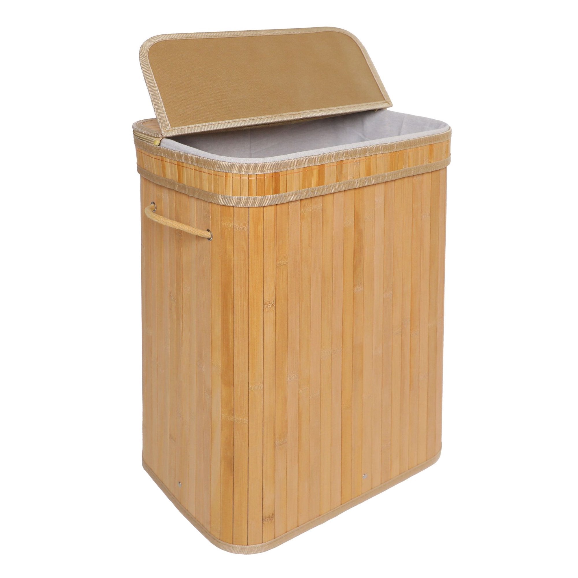 Bamboo Laundry Bin With Lid, Large, 72l Capacity