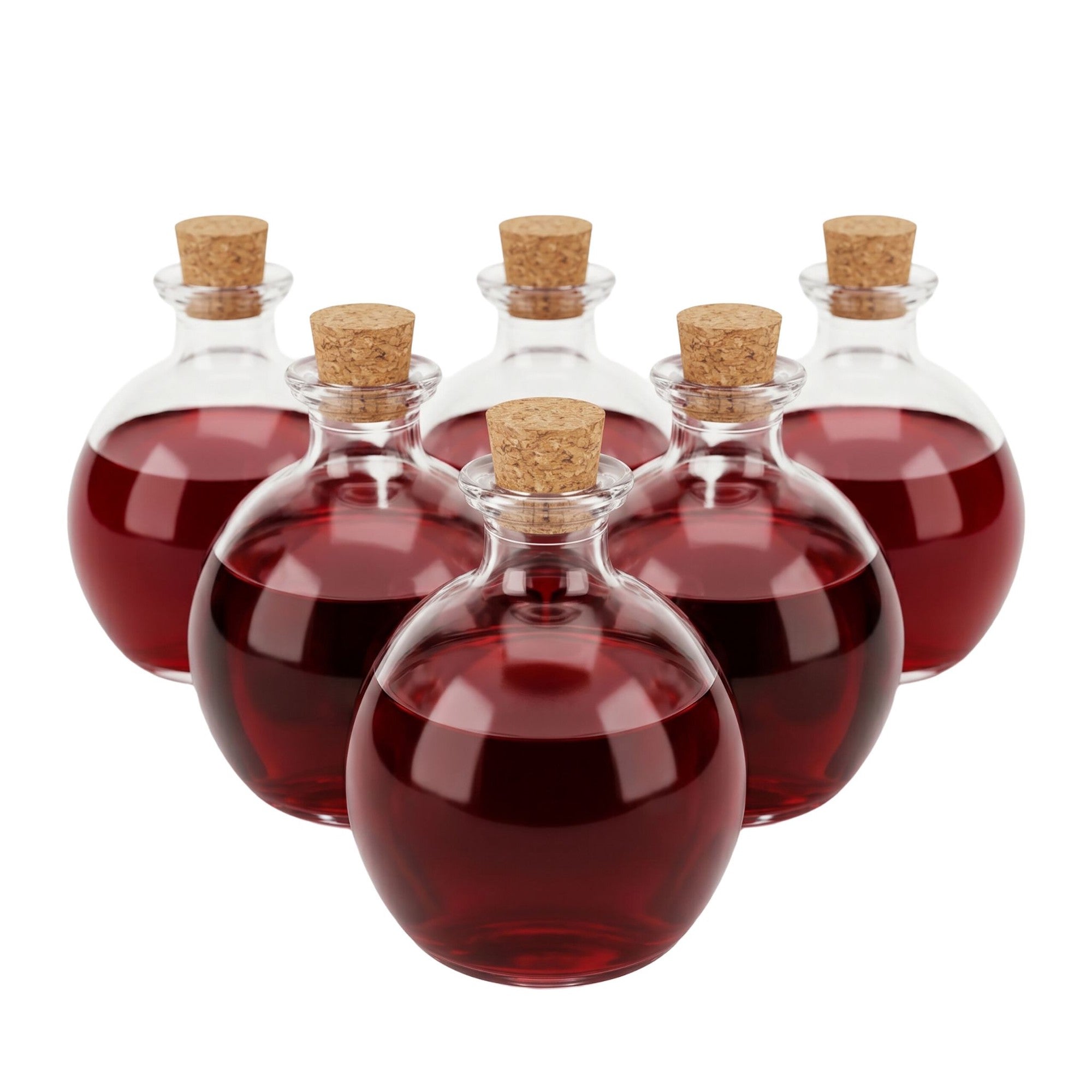 Set Of 6 Glass Bottles With Corks, 260ml Capacity