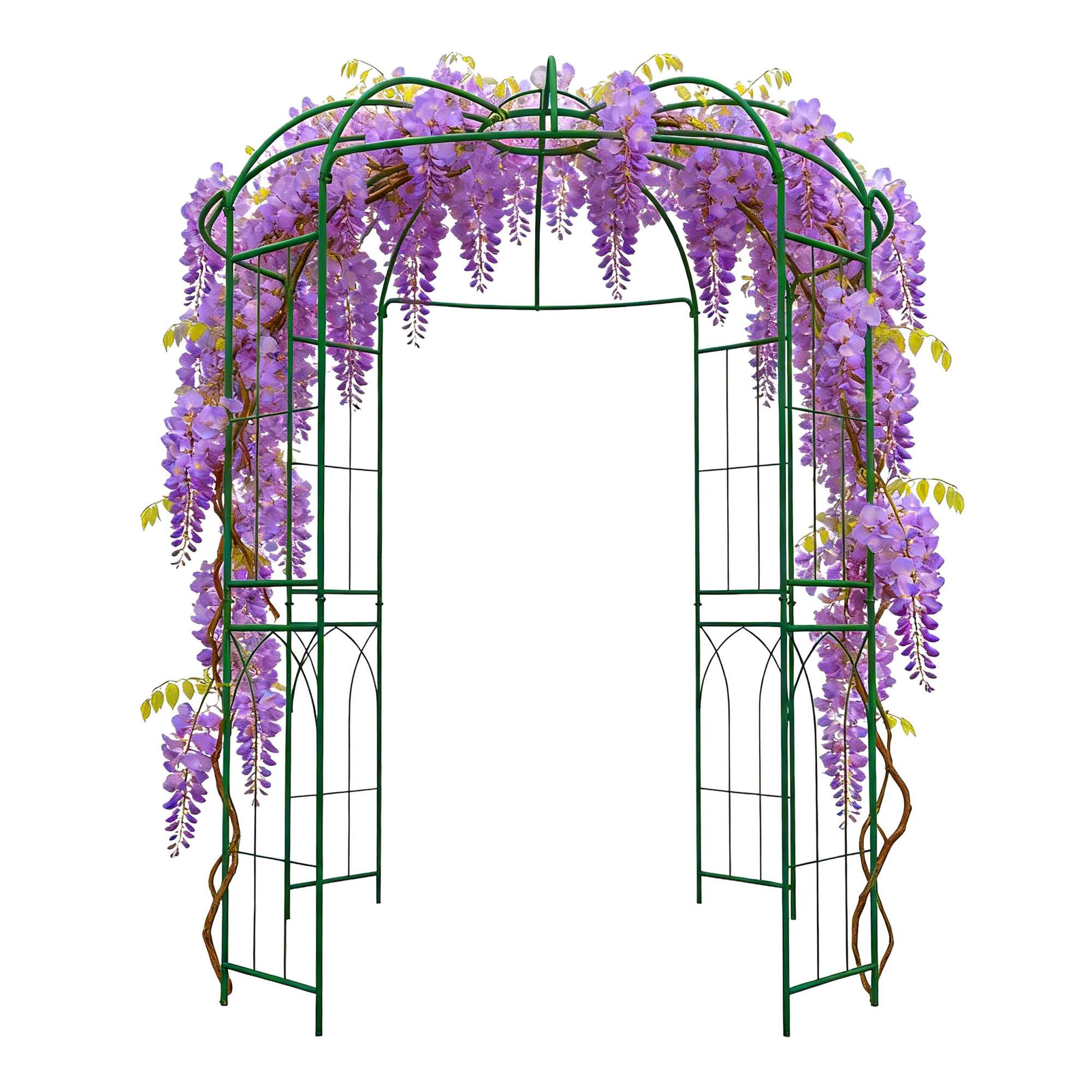 Metal Rose Arbour With Trellis Panels - Dark Green