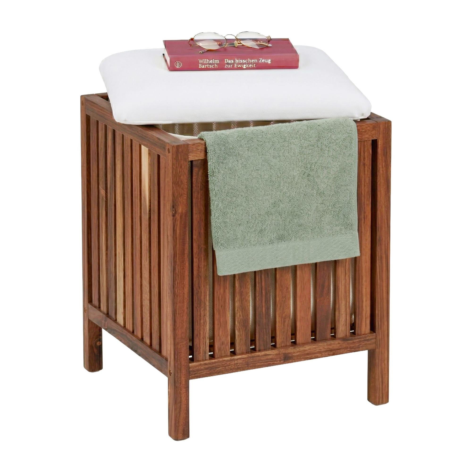 Acacia Laundry Basket With Seat, 50l Capacity