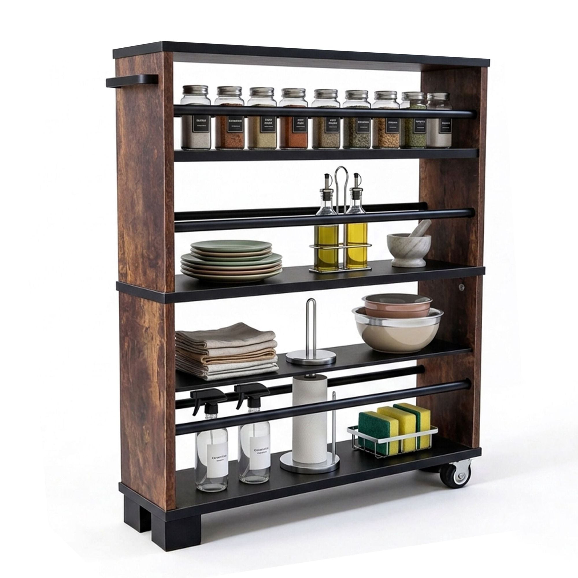 Slim 3-tier Wood-effect Trolley With Handle