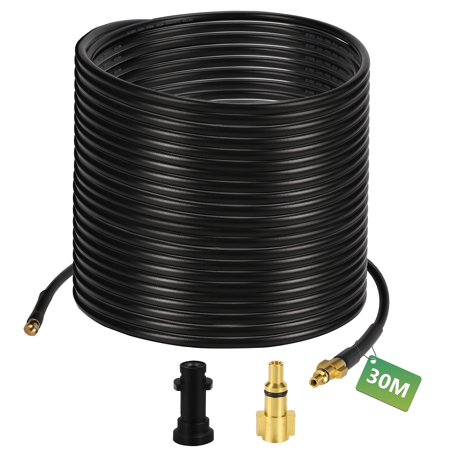 Tolletour Rohrreinigungsschlauch Set Abflussreiniger 30 M 180 Bar, Hochdruckreiniger Zubehör Mit M22 Adapter, 4 Rückstrahldüsen, Für Abflussrohr & Regenrinne