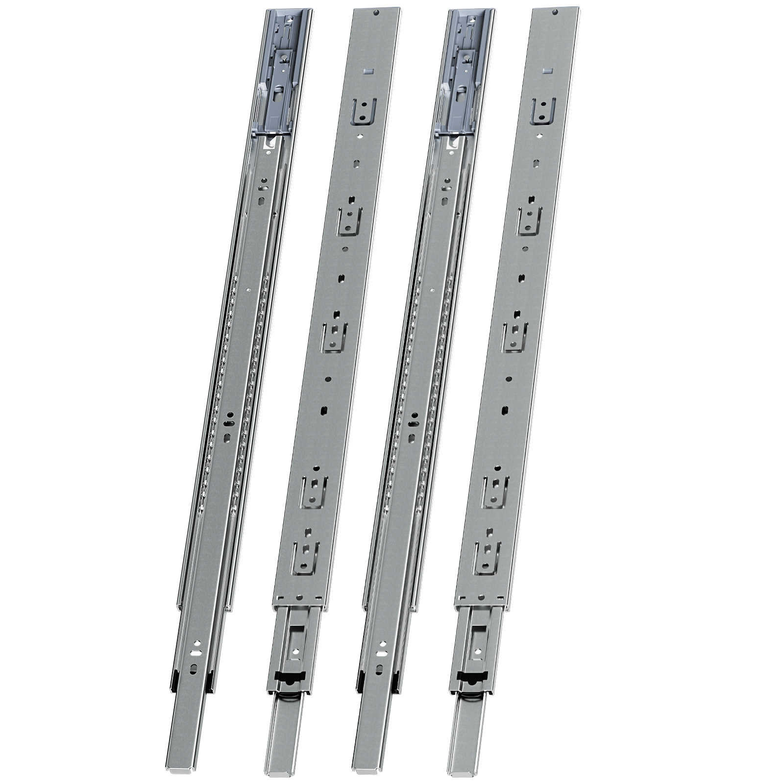 Tolletour 2 Paar Schubladenschienen 650 Mm Vollauszug, 3-teilig, Softclose Mit Selbsteinzug, 45 Kg Tragkraft, Schubladenauszug Aus Stahl