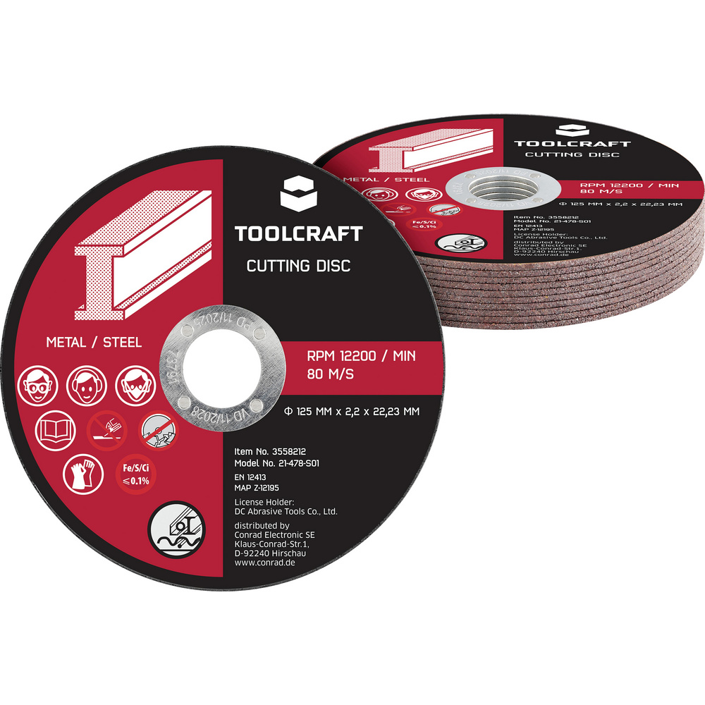 Toolcraft To-10674636 Trennscheiben-set 125 Mm 10 St. Aluminiumoxid