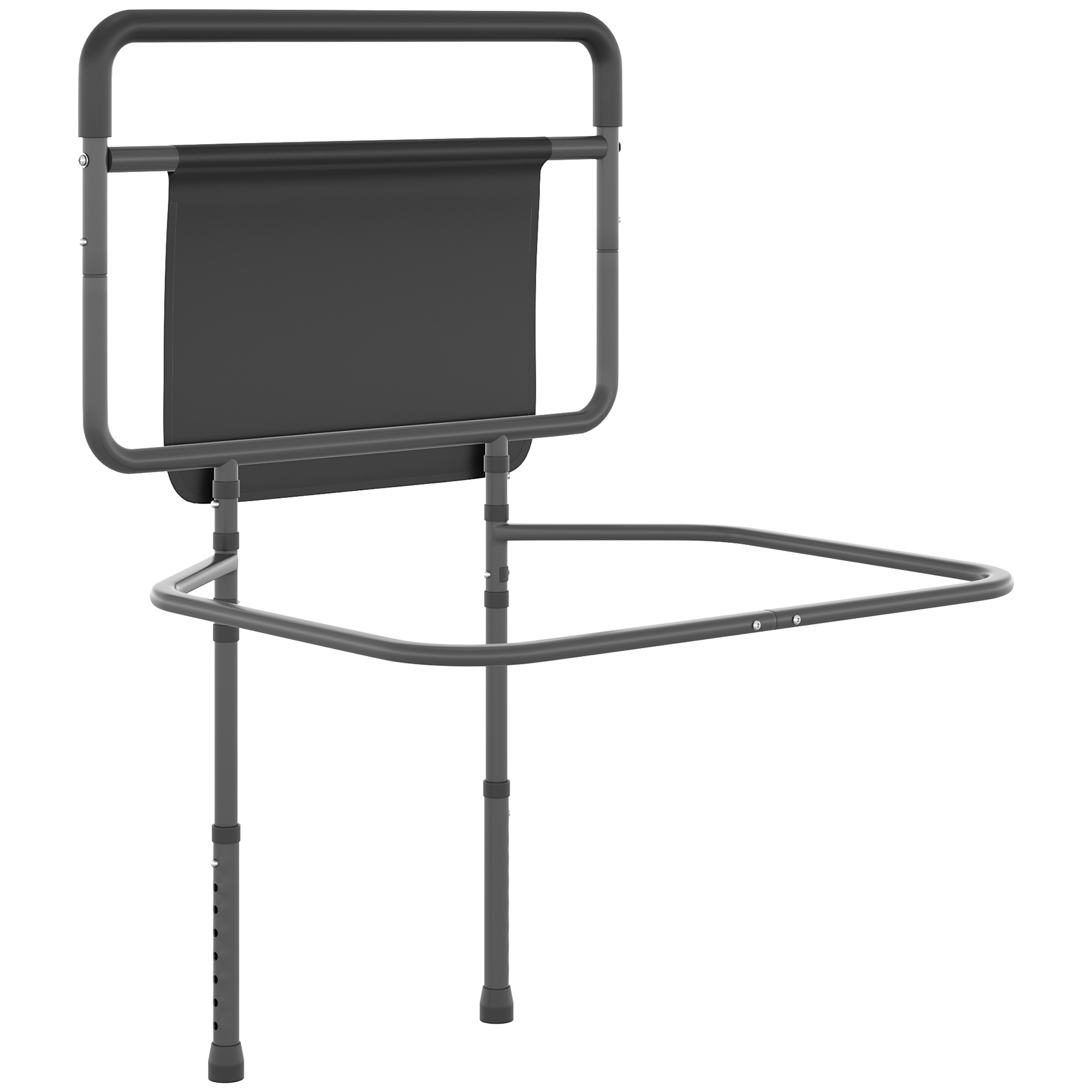 Bettgitter Für Erwachsene, Höhenverstellbare Stützstange Mit Aufbewahrungstasche, 71 X 61 X 86–104 Cm, Grau
