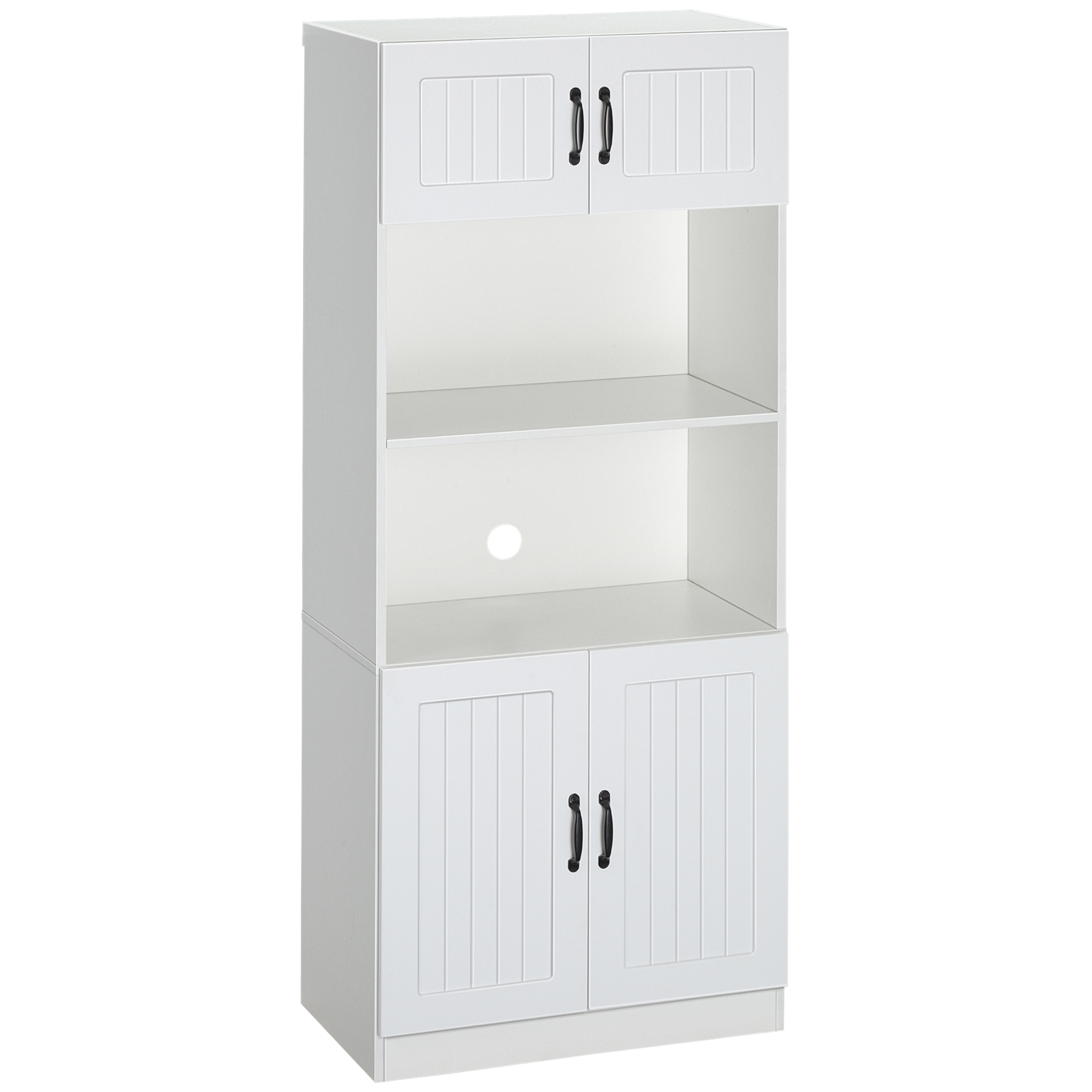 Küchen-sideboard Im Landhausstil, 2 Türen, 2 Einlegeböden, 70 Cm X 40 Cm X 170 Cm, Weiß Und Schwarz