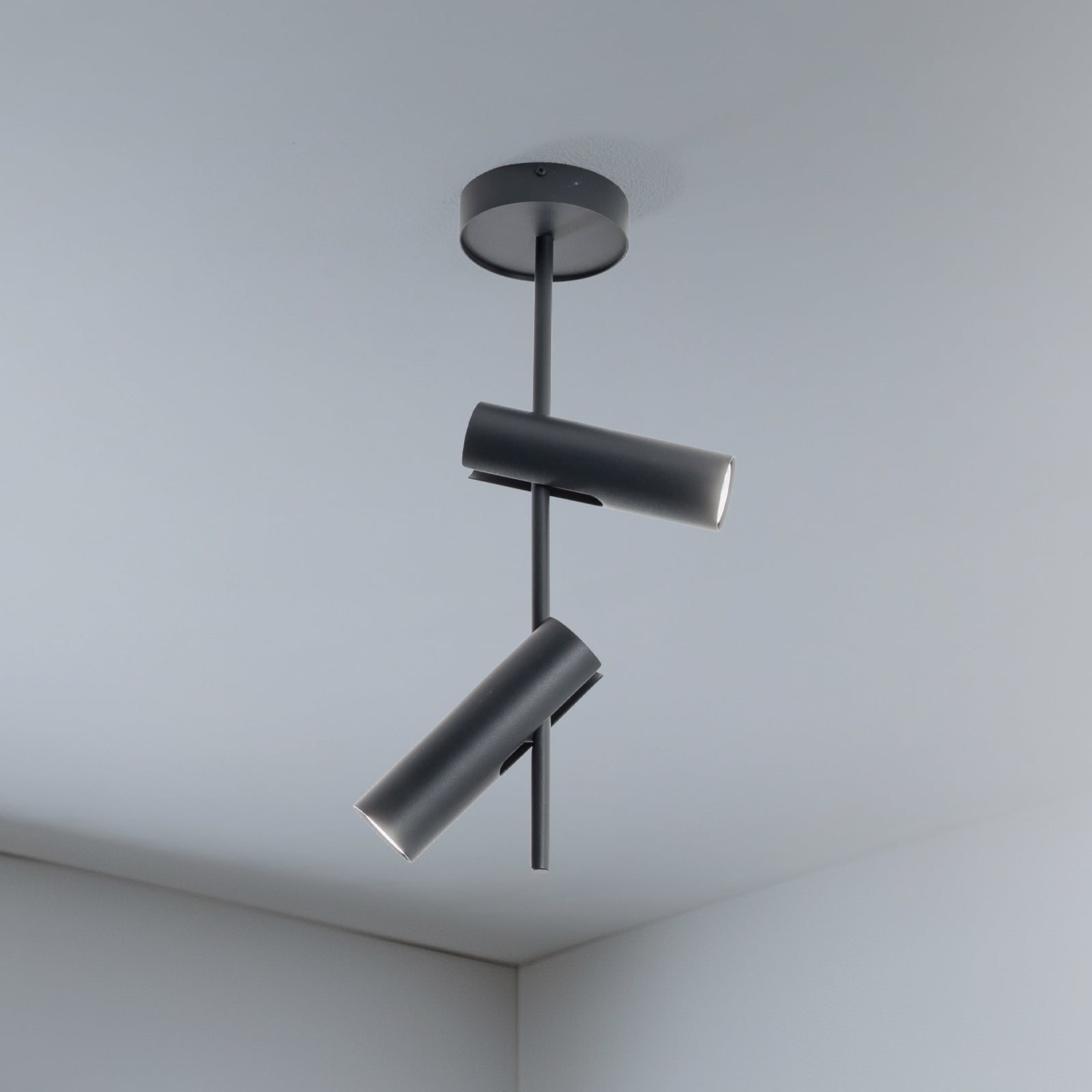 [gebraucht] B-ware Deckenspot Leda 2 Anthrazit Led Deckenlampe Dimmbar Stahl Höhe 55cm 2-flammig