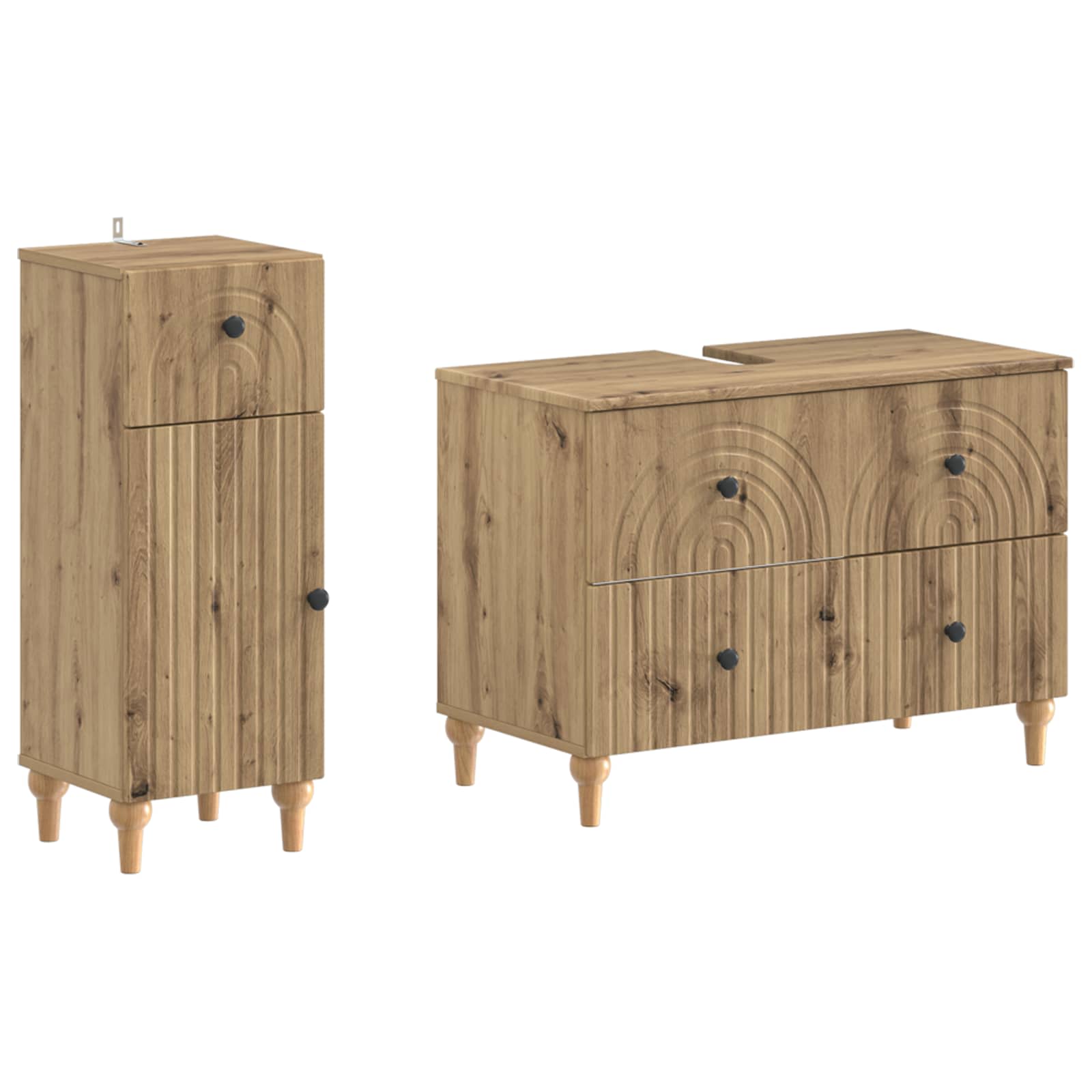 Vidaxl 2 Piece Bathroom Cabinet Set Alkmaar Artisan Oak