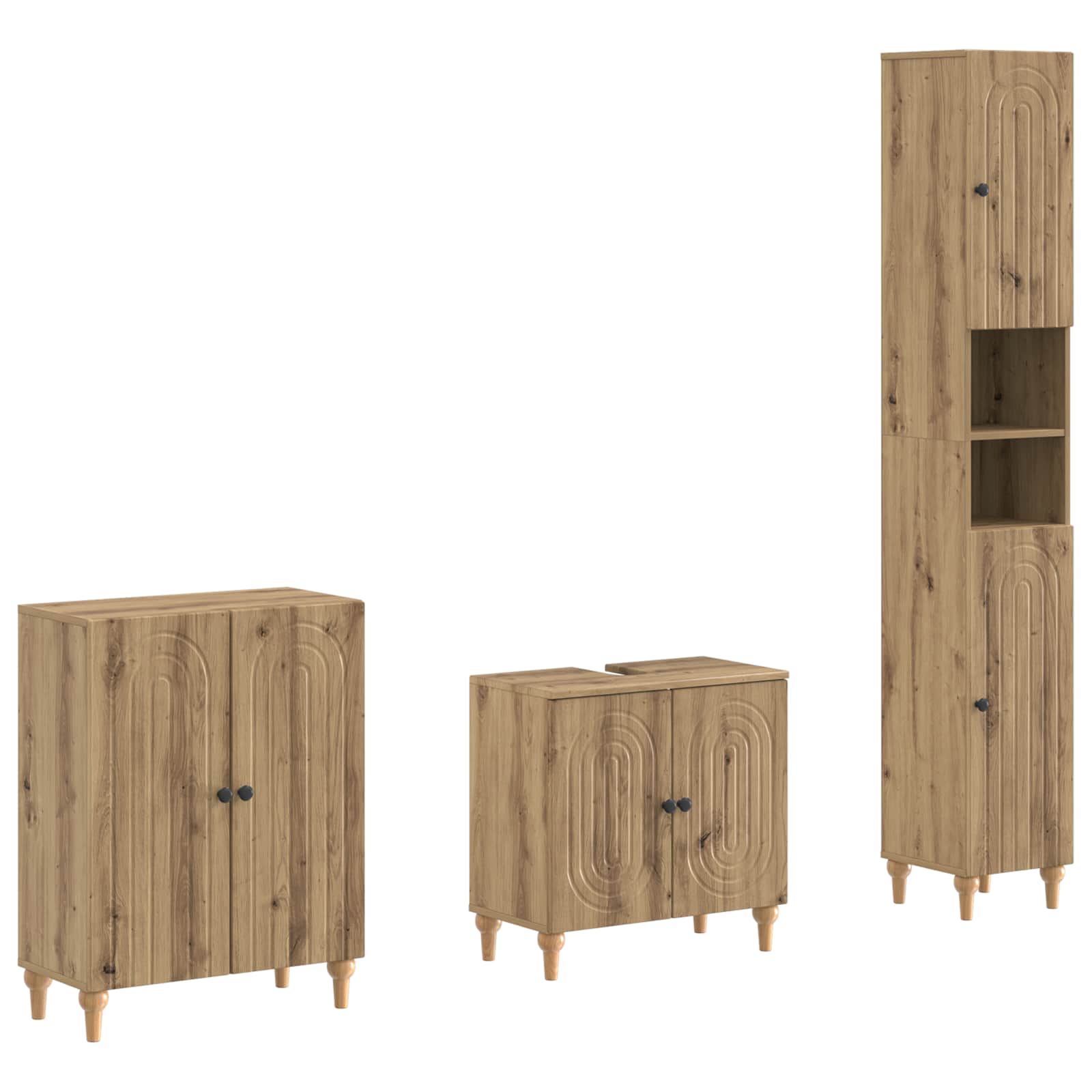 Vidaxl 3 Piece Bathroom Cabinet Set Alkmaar Artisan Oak