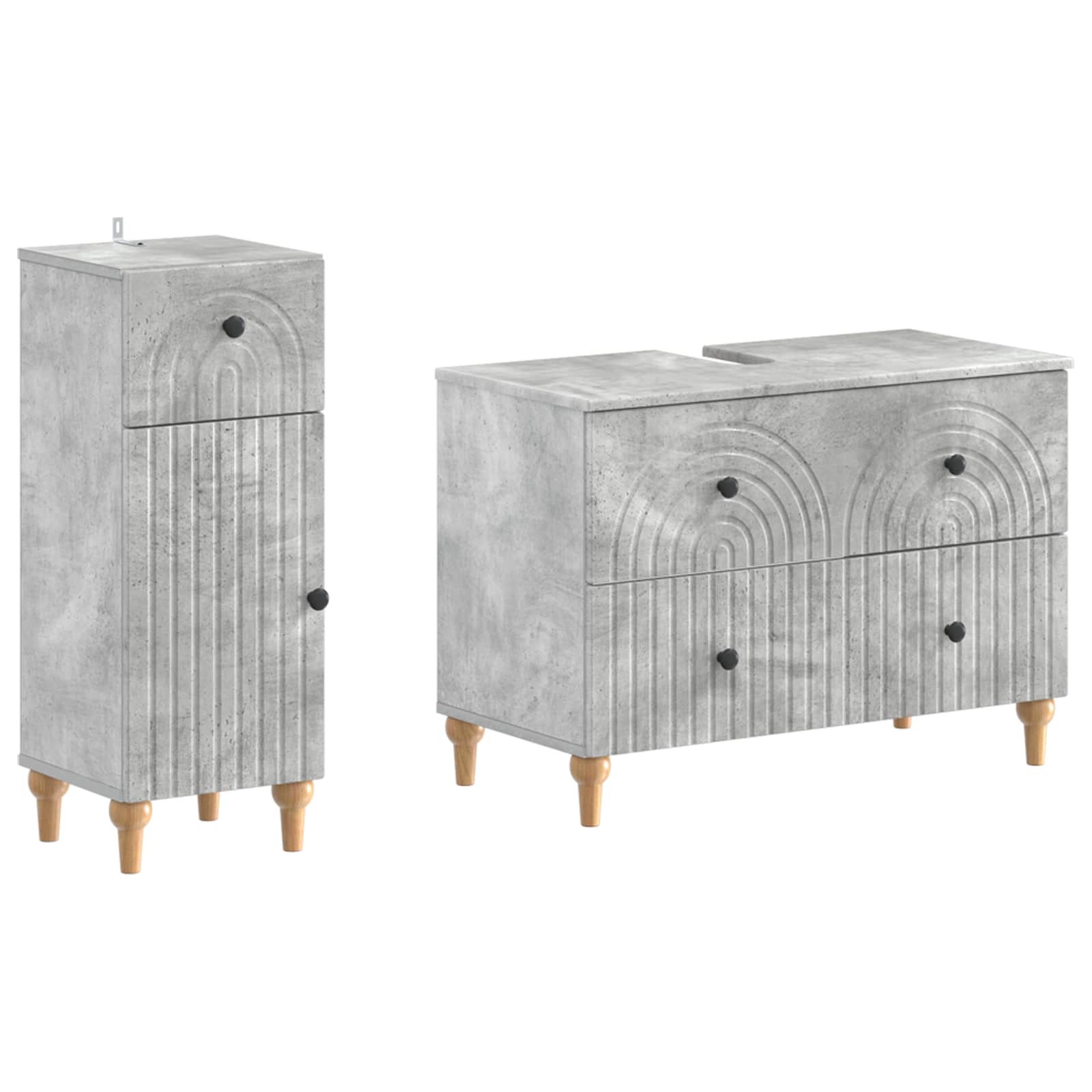 Vidaxl 2 Piece Bathroom Cabinet Set Alkmaar Concrete Grey