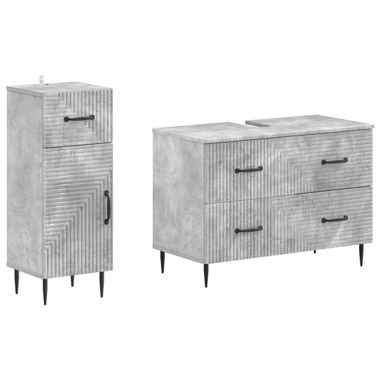 Vidaxl 2 Piece Bathroom Cabinet Set Haarlem Concrete Grey