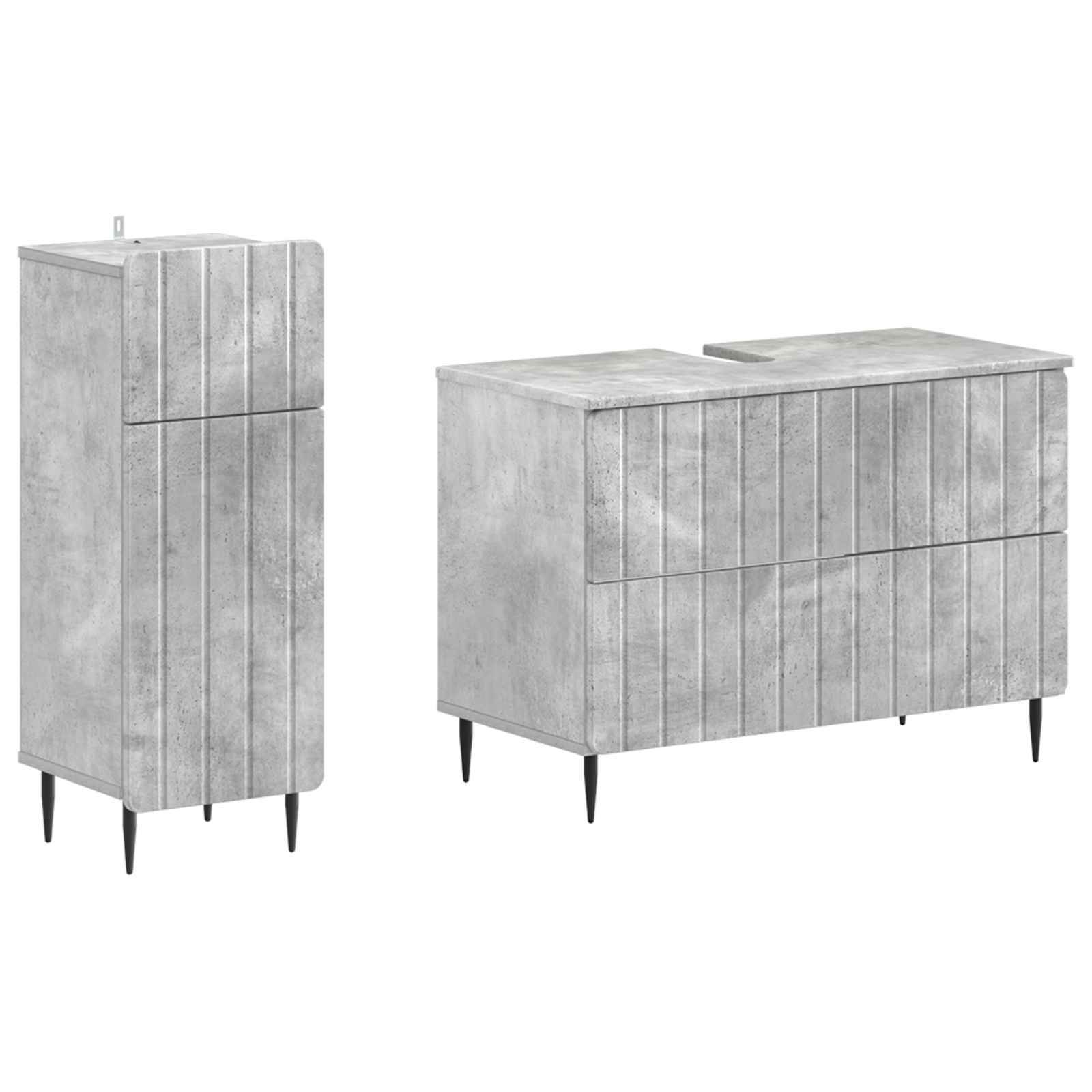 Vidaxl 2 Piece Bathroom Cabinet Set Zwolle Concrete Grey