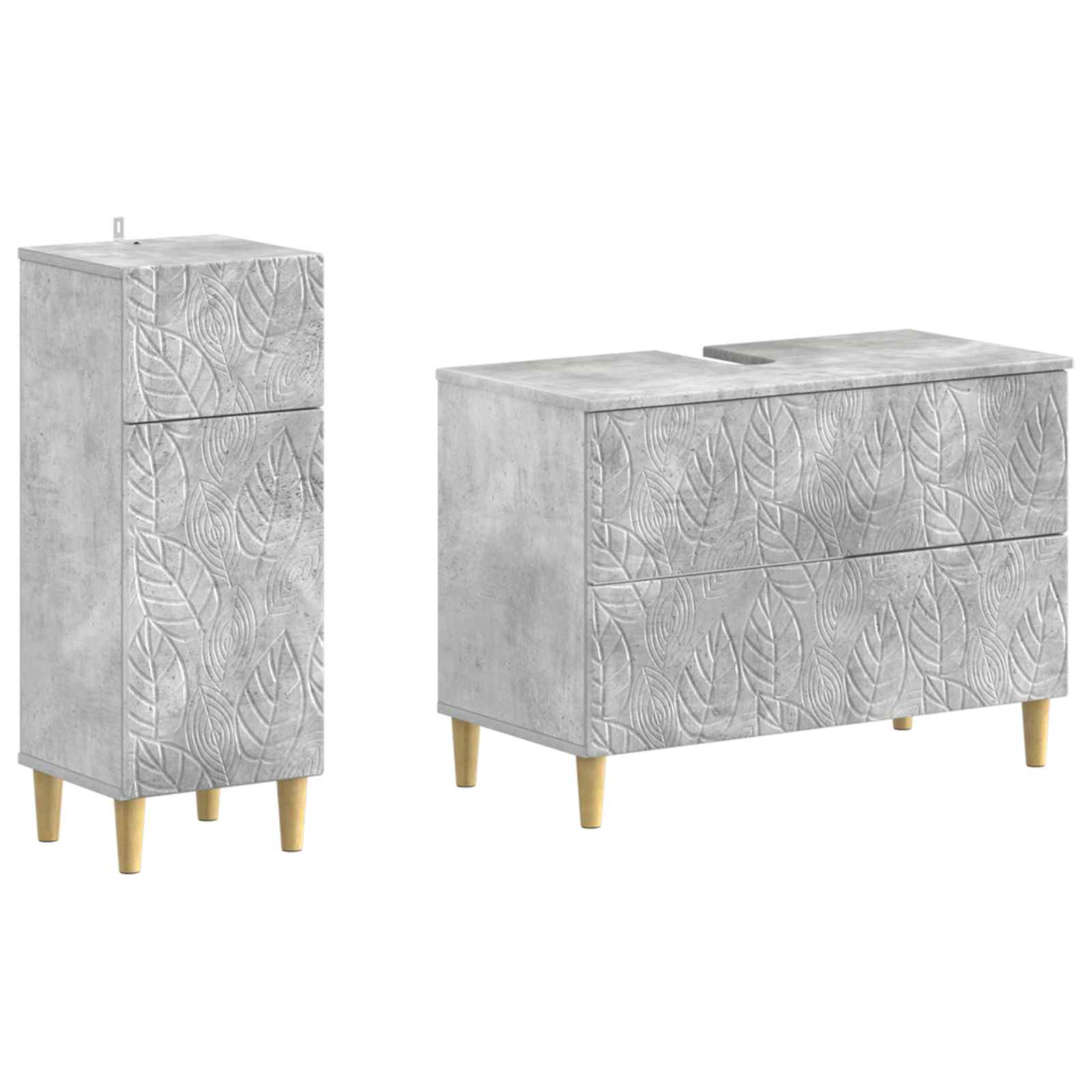 Vidaxl 2 Piece Bathroom Cabinet Set Delft Concrete Grey