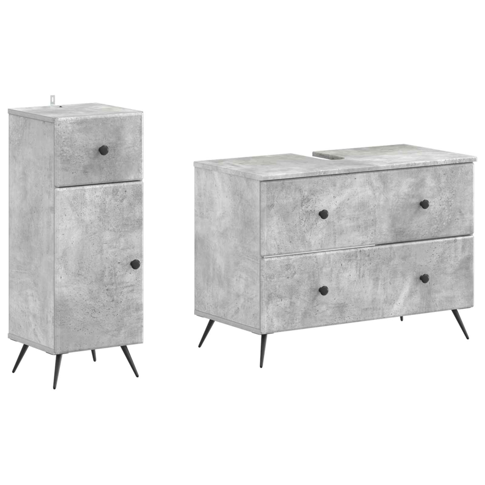 Vidaxl 2 Piece Bathroom Cabinet Set Breda Concrete Grey