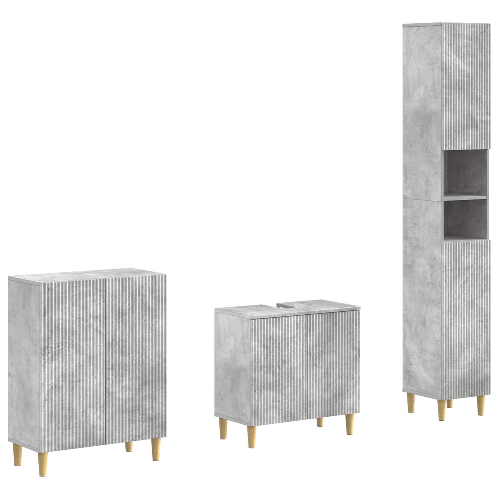 Vidaxl 3 Piece Bathroom Cabinet Set Arnhem Concrete Grey
