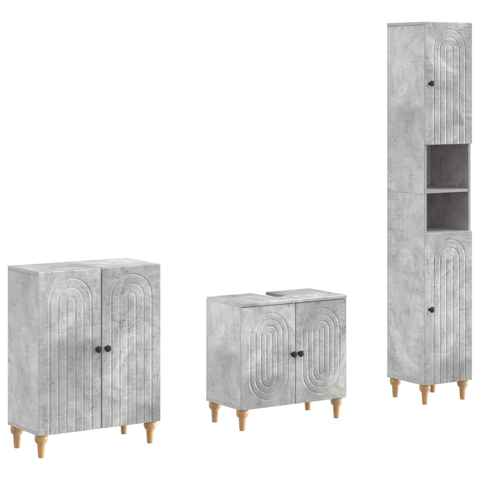 Vidaxl 3 Piece Bathroom Cabinet Set Alkmaar Concrete Grey