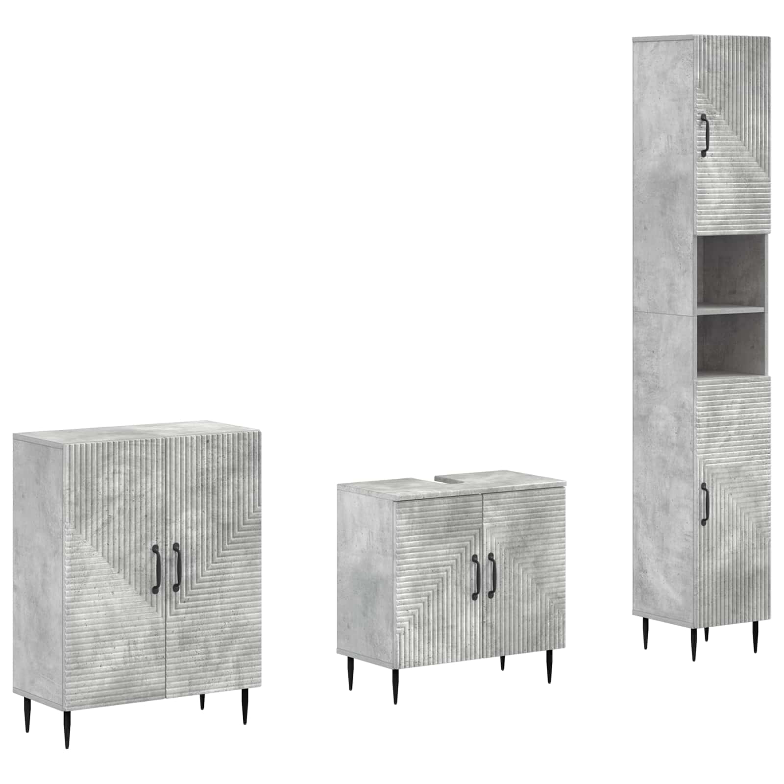 Vidaxl 3 Piece Bathroom Cabinet Set Haarlem Concrete Grey