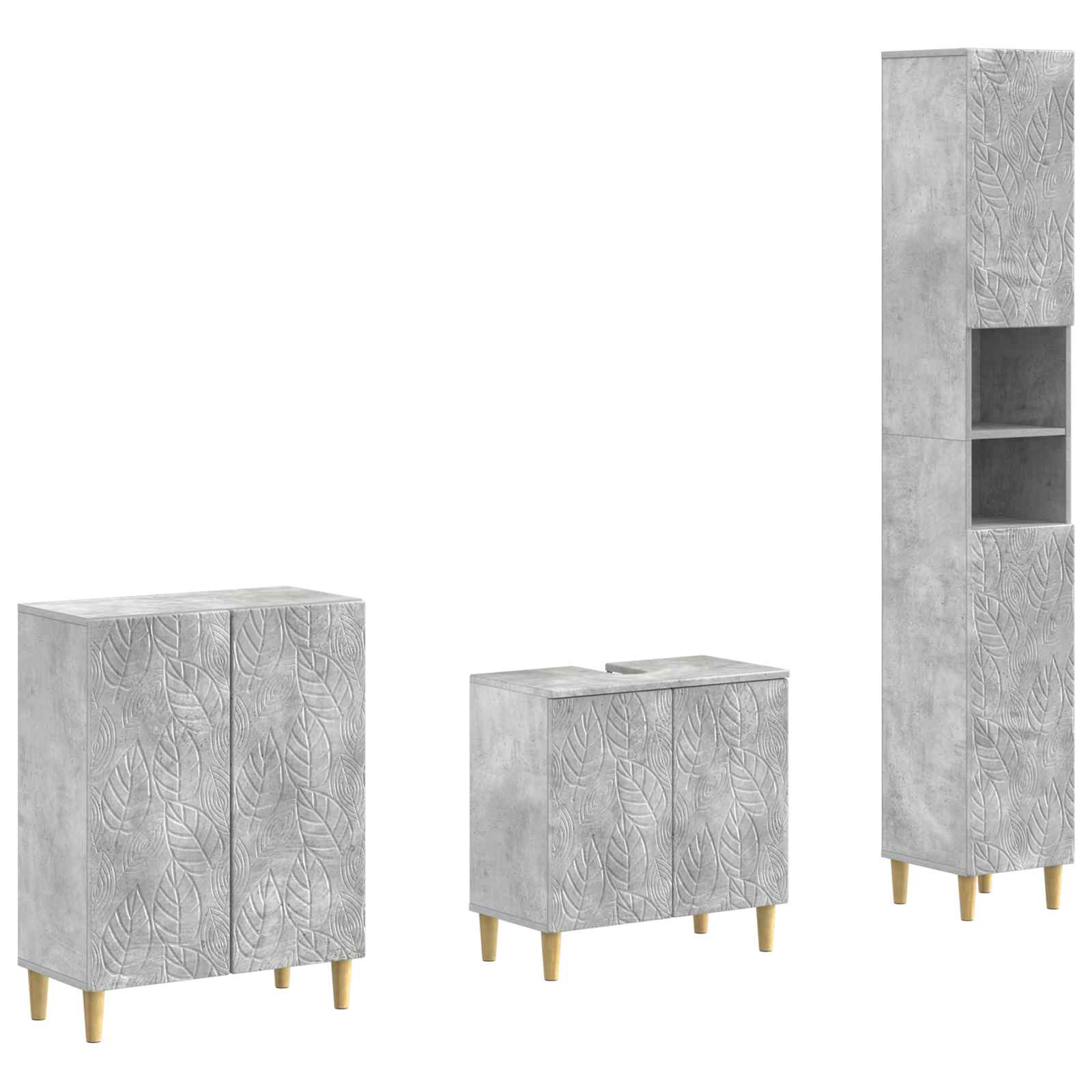 Vidaxl 3 Piece Bathroom Cabinet Set Delft Concrete Grey